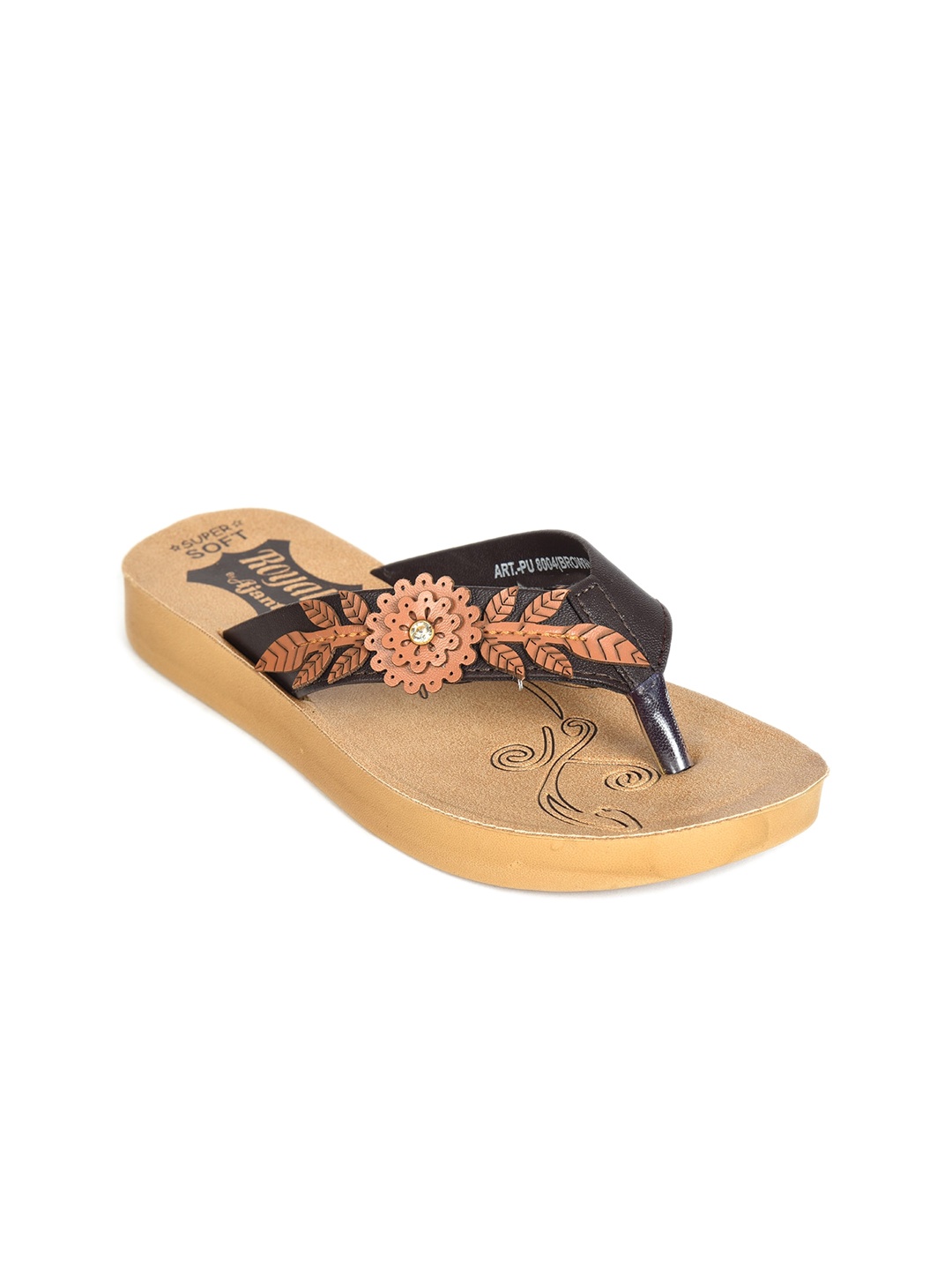 

Ajanta Women Printed Open Toe Flats, Beige