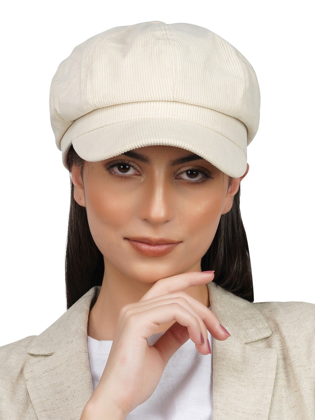 

iSWEVEN Cotton Visor Cap, Cream