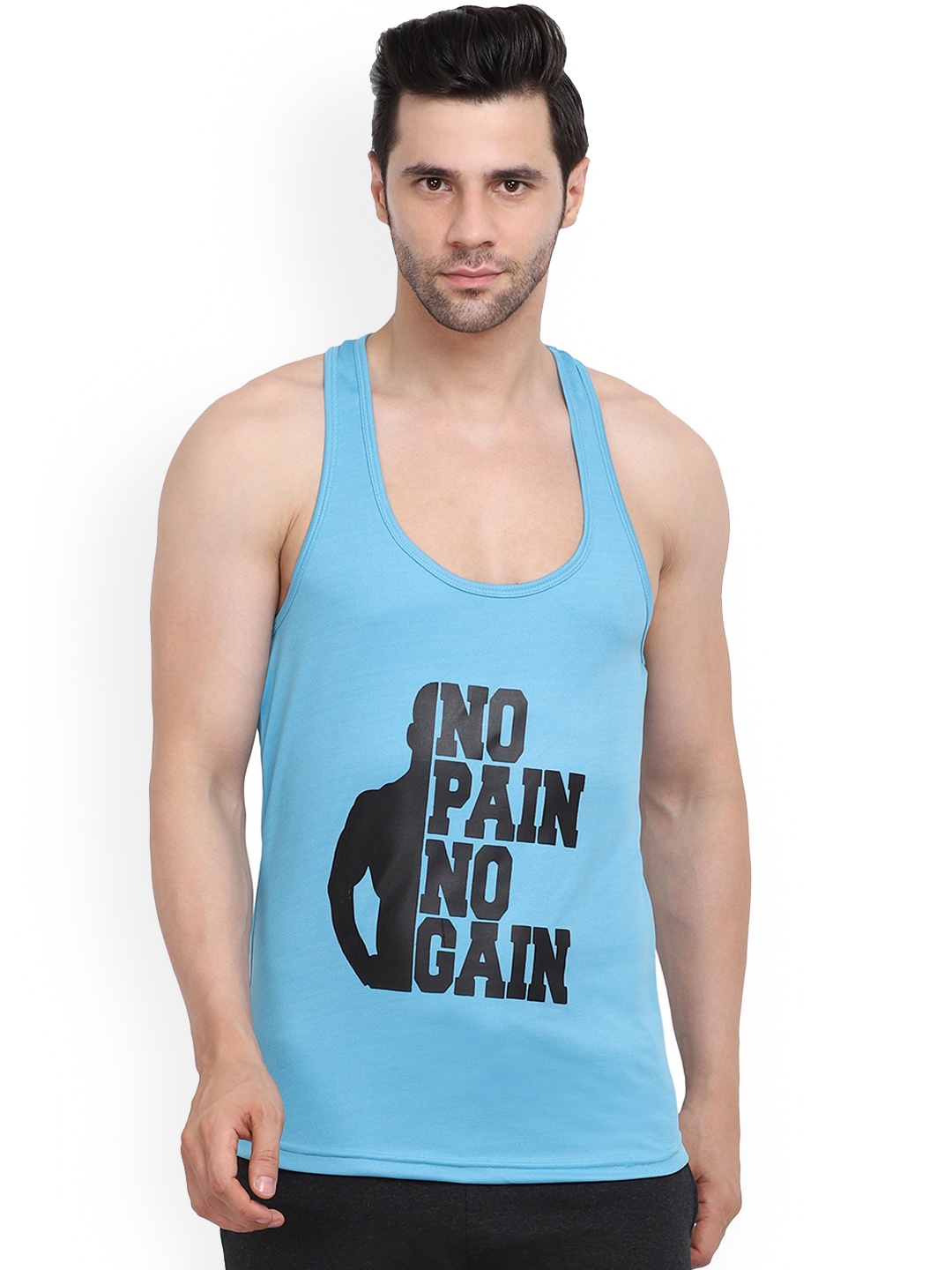 

MASCARI Typography Printed Anti-Microbial Gym Innerwear Vests MF76-S, Blue