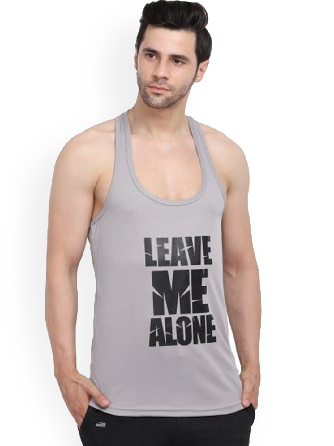 

MASCARI Typography Printed Anti-Microbial Gym Innerwear Vests MF56-S, Grey