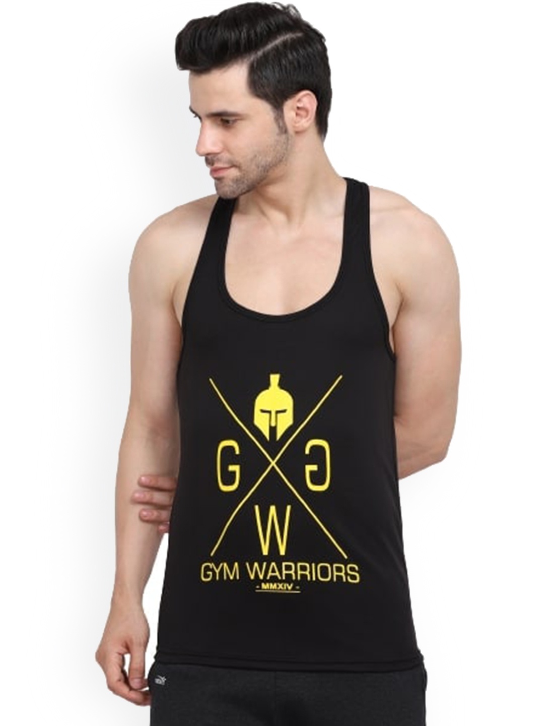 

MASCARI Typography Printed Anti-Microbial Gym Innerwear Vests MF46-S, Black
