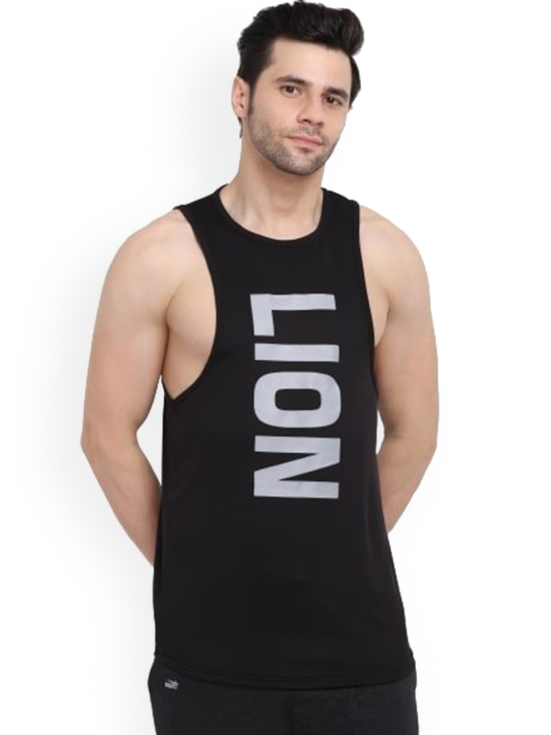 

MASCARI Typography Printed Anti-Microbial Gym Vests, Black