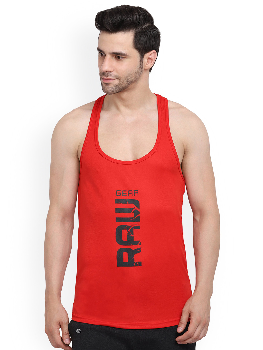 

MASCARI Typography Printed Anti-Microbial Gym Vests, Red