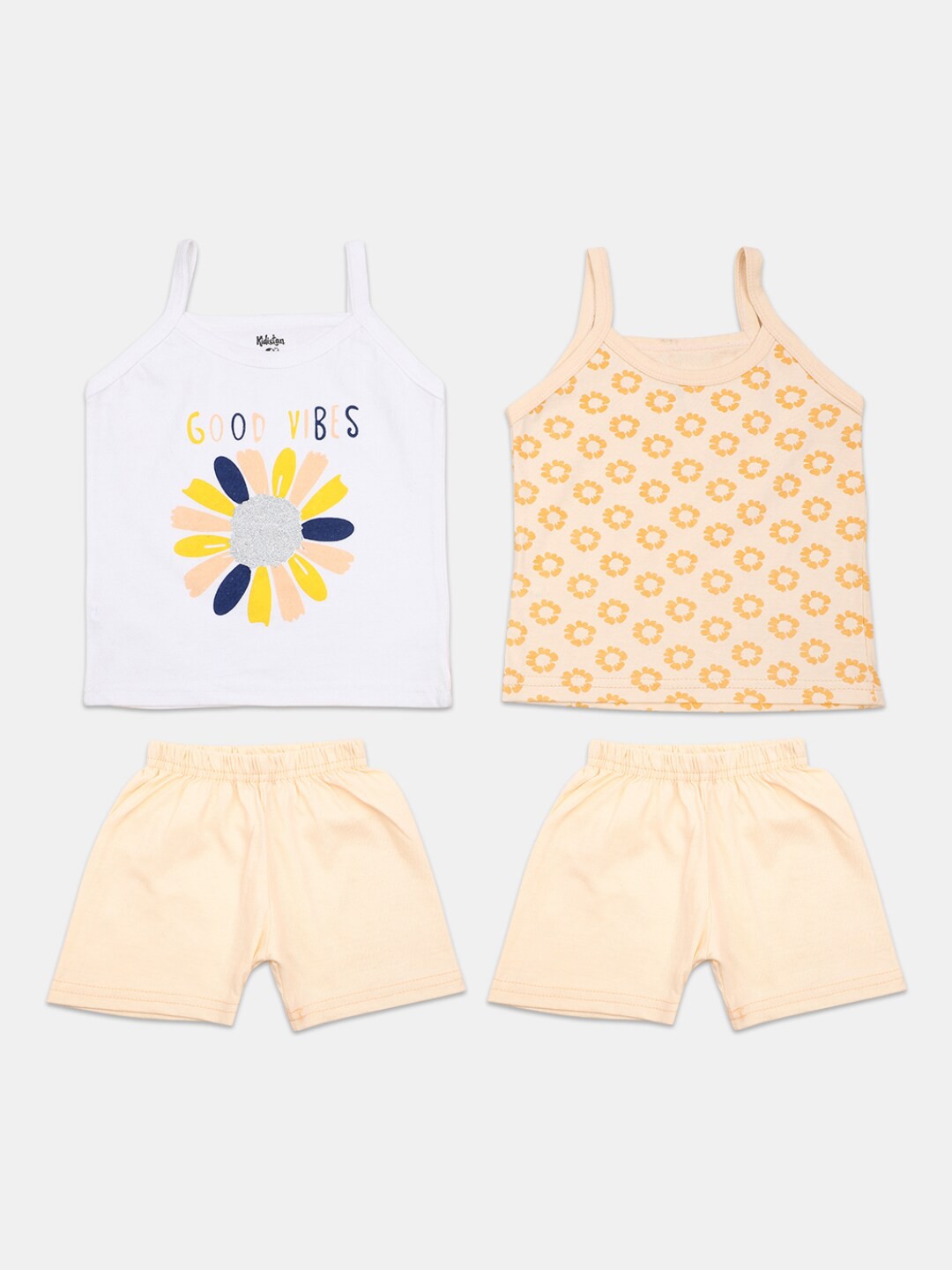 

V-Mart Pack of 2 Infants Printed Clothing Set, White