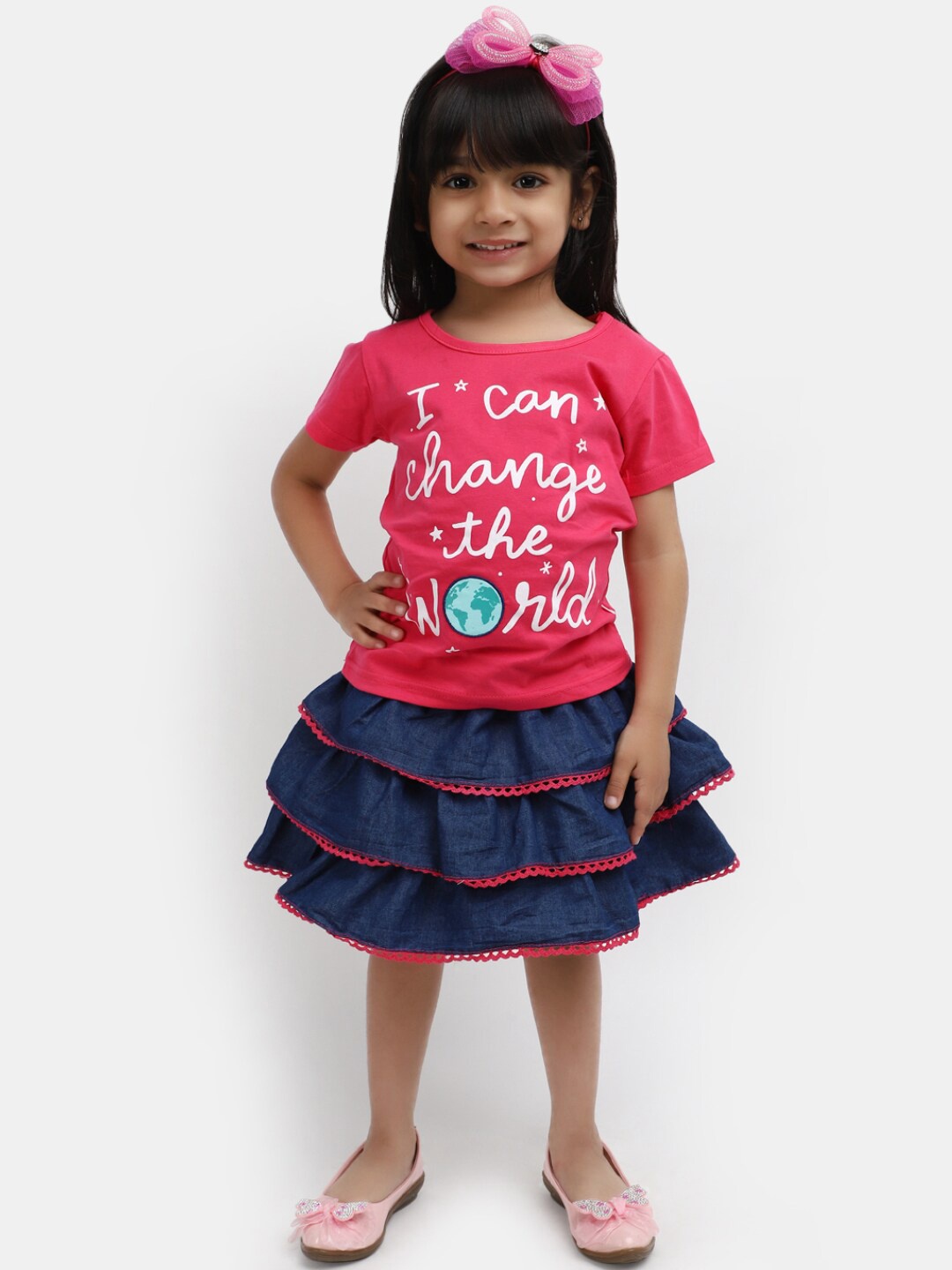

V-Mart Girls Printed Pure Cotton Clothing Set, Pink