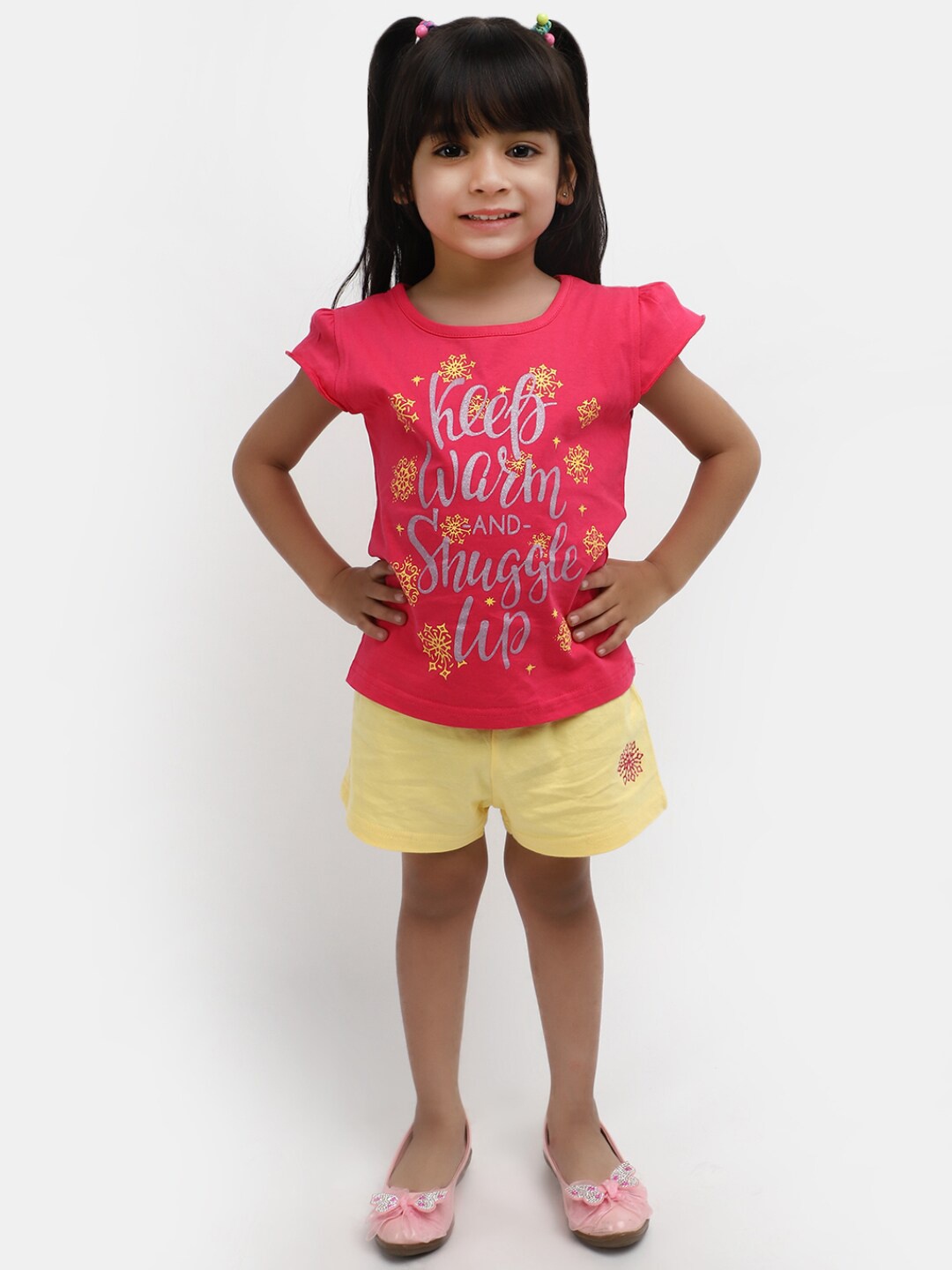 

V-Mart Girls Printed Pure Cotton Clothing Set, Pink
