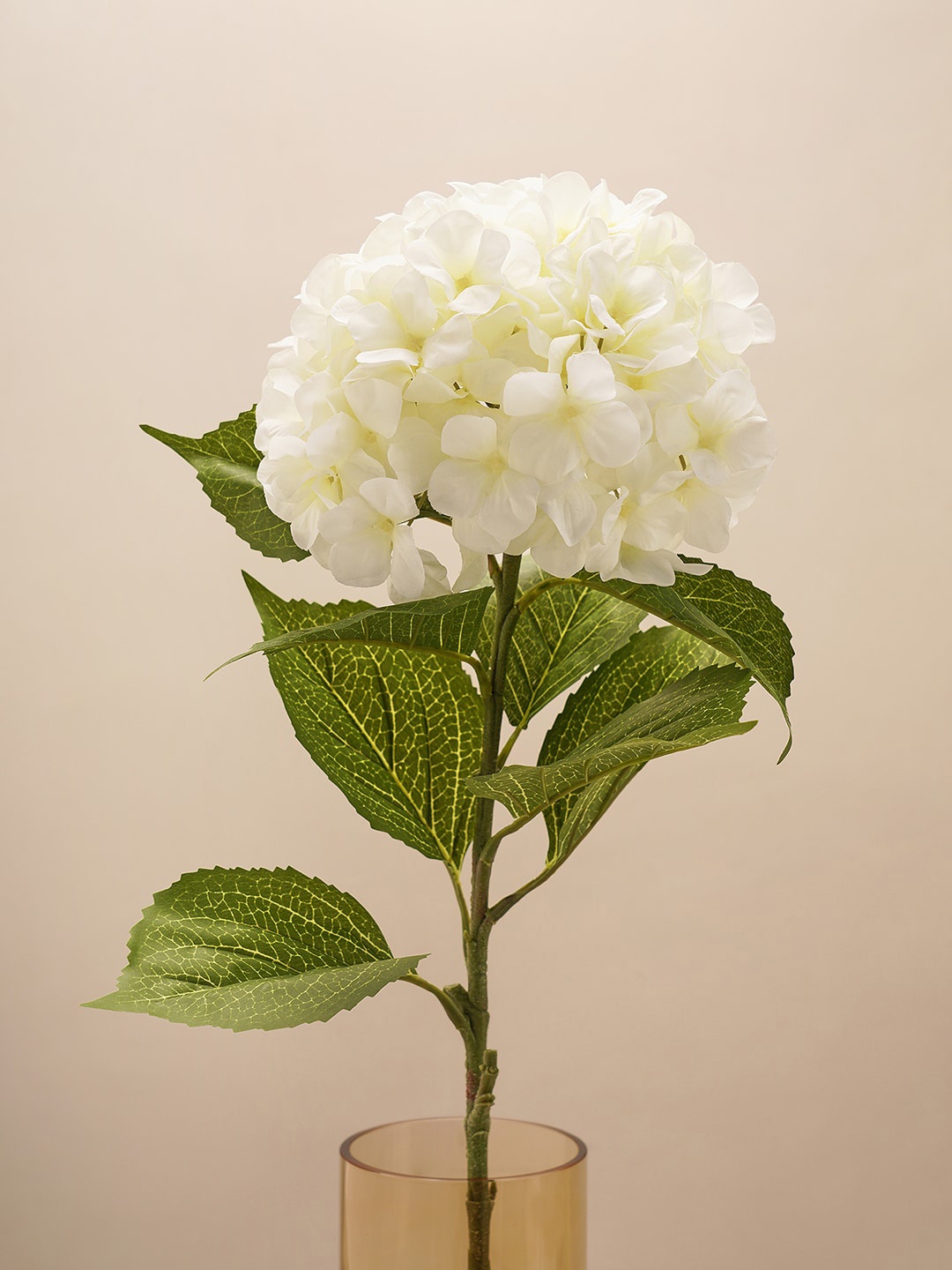 

Pure Home and Living White Hydrangea Faux Artificial Flower With Leaf