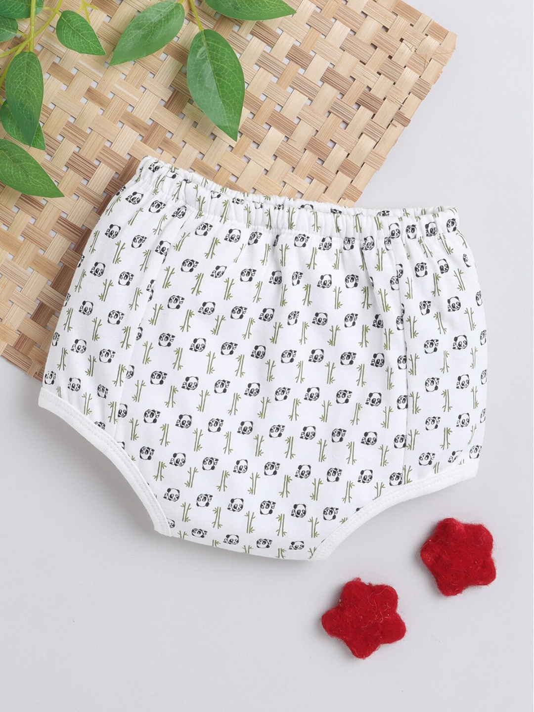 

Little Angels Infants Panda Printed Reusable Cloth Waterproof Baby Diaper, Cream