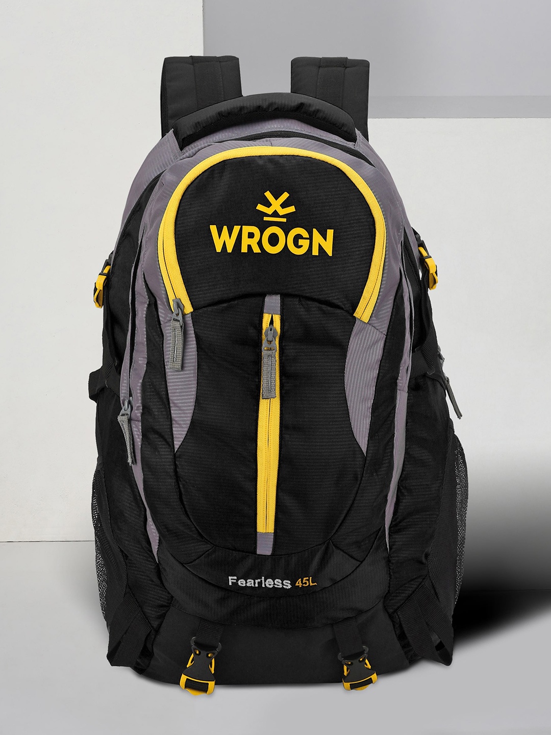 

WROGN Water Resistant Brand Logo Backpack with Shoe Pocket, Black