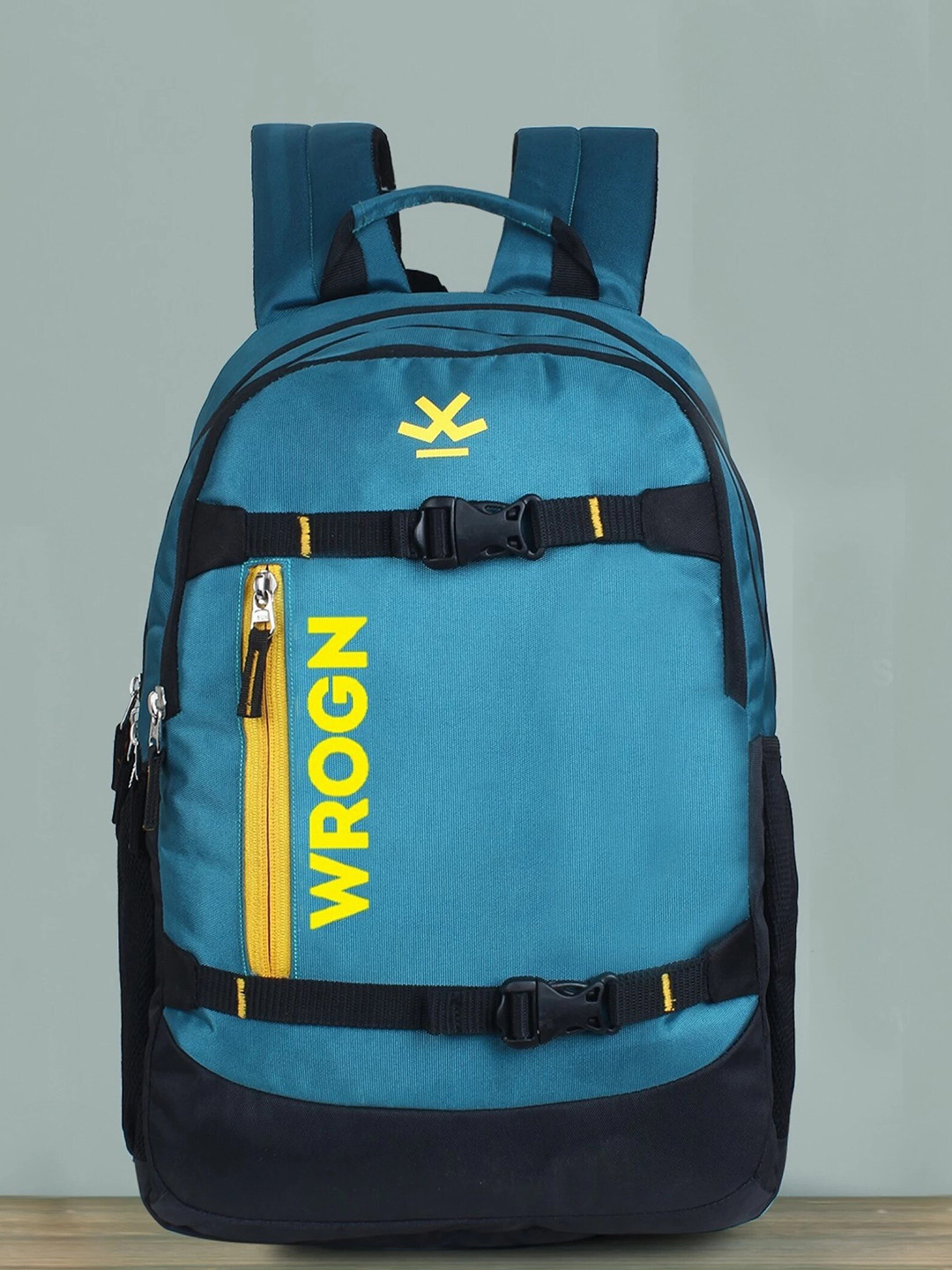 

WROGN Water Resistant Brand Logo Backpack with Shoe Pocket, Turquoise blue