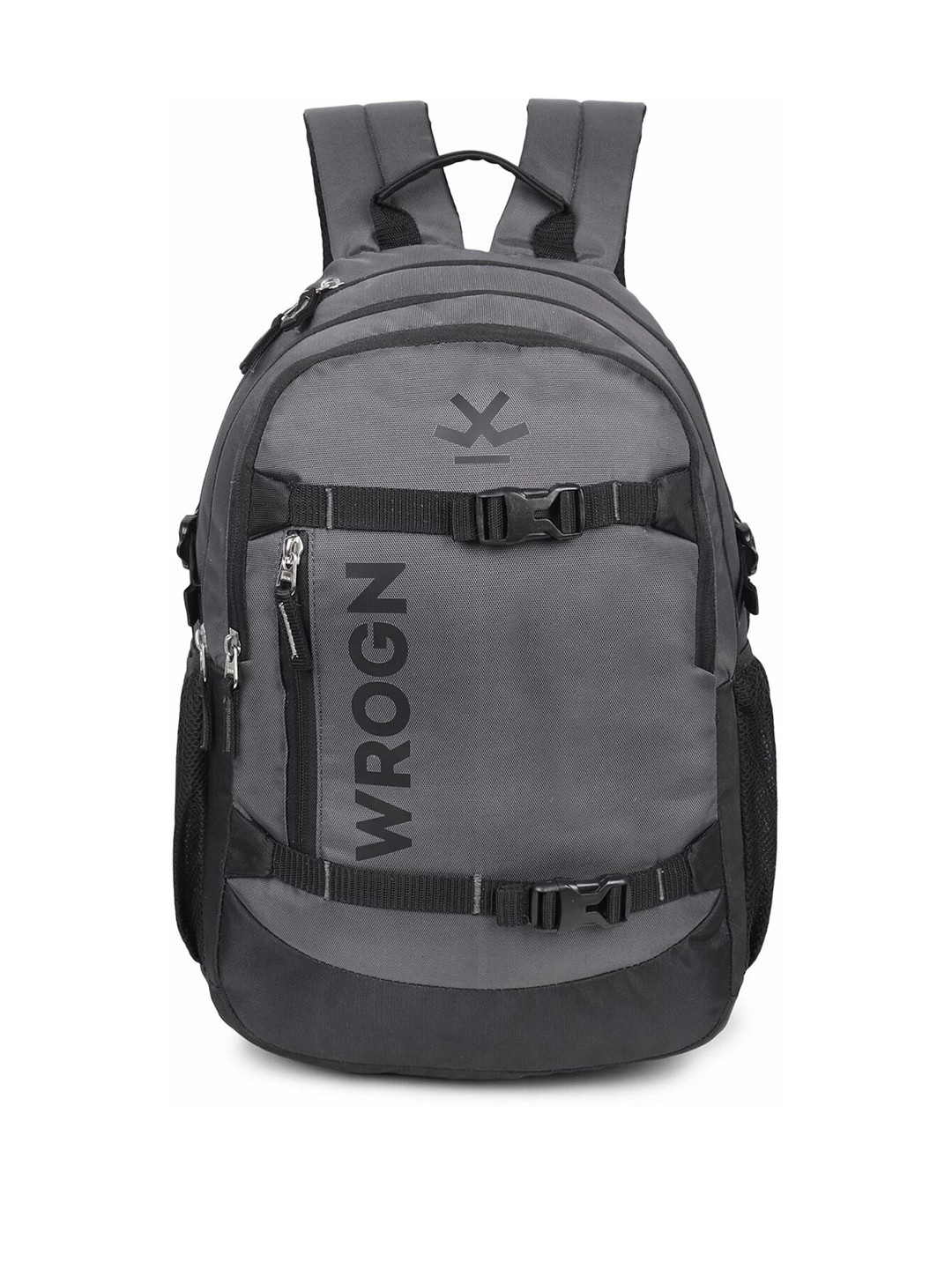 

WROGN Water Resistant Brand Logo Backpack with Shoe Pocket, Grey