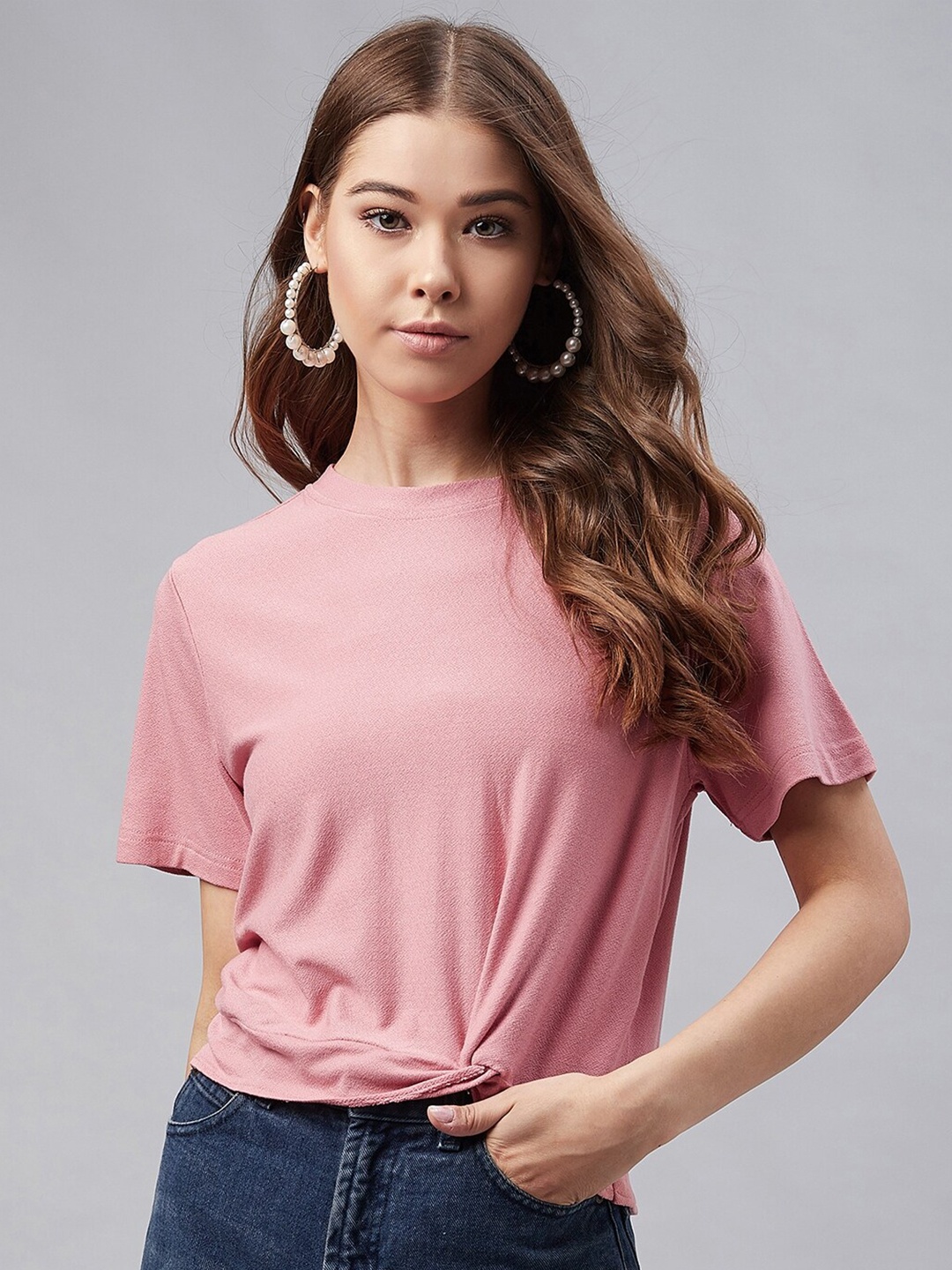 

Marie Claire Solid Round Neck T-shirt, Peach