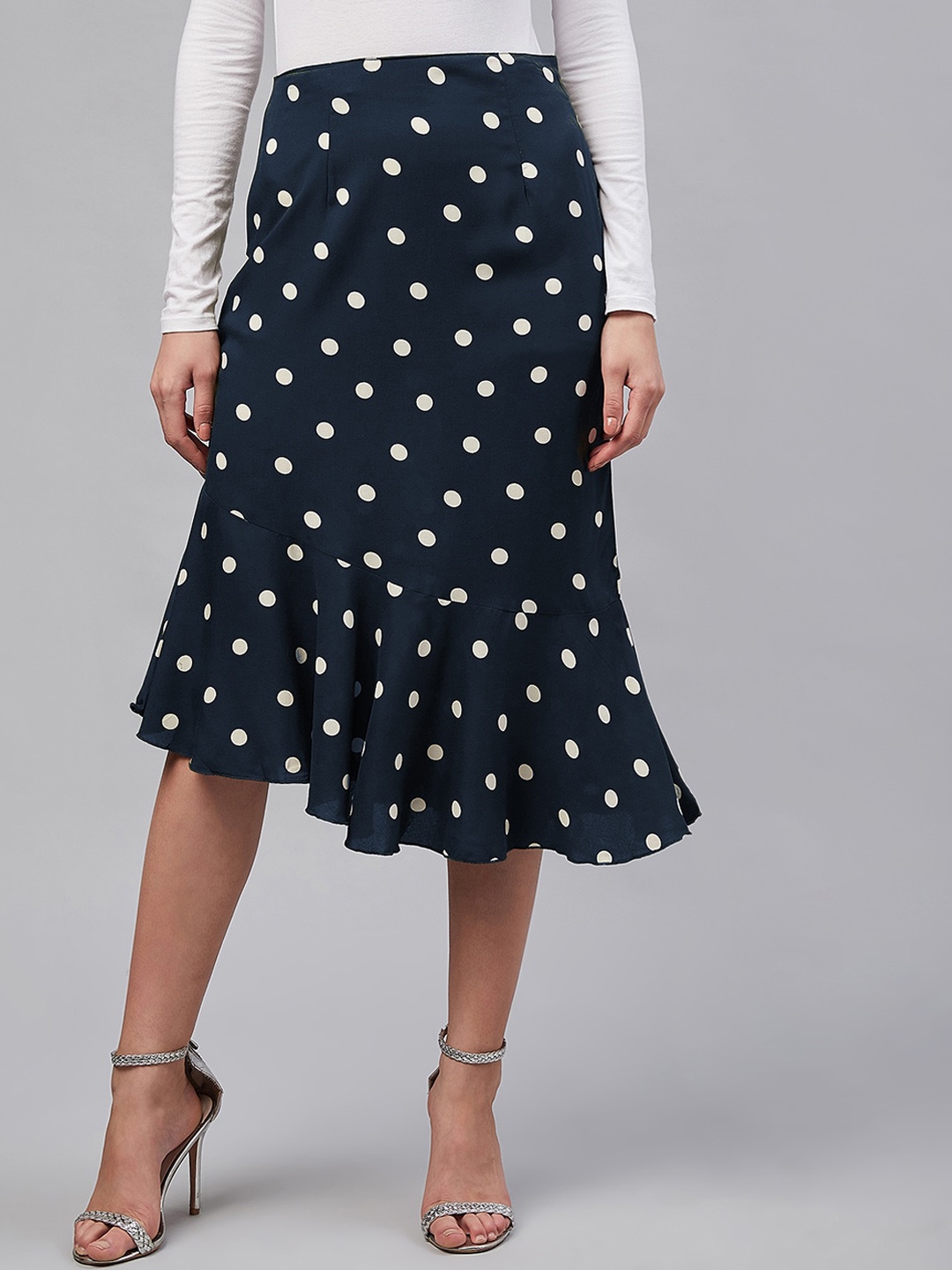 

Marie Claire Printed Flared Skirt, Navy blue