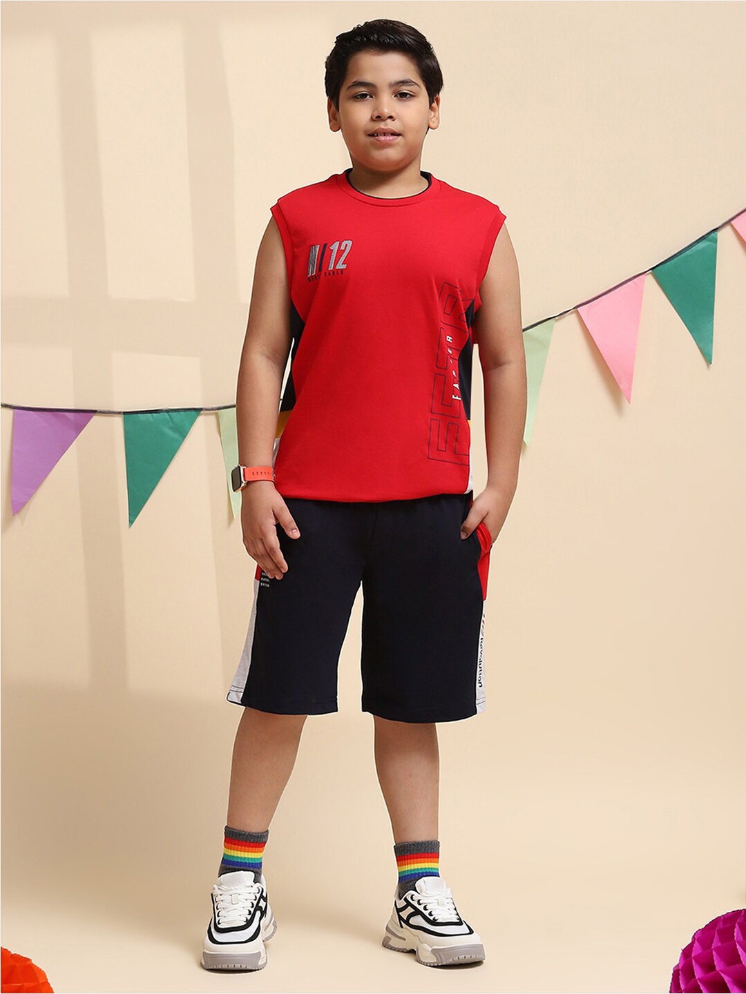 

Monte Carlo Boys Printed T-shirt with Shorts, Red