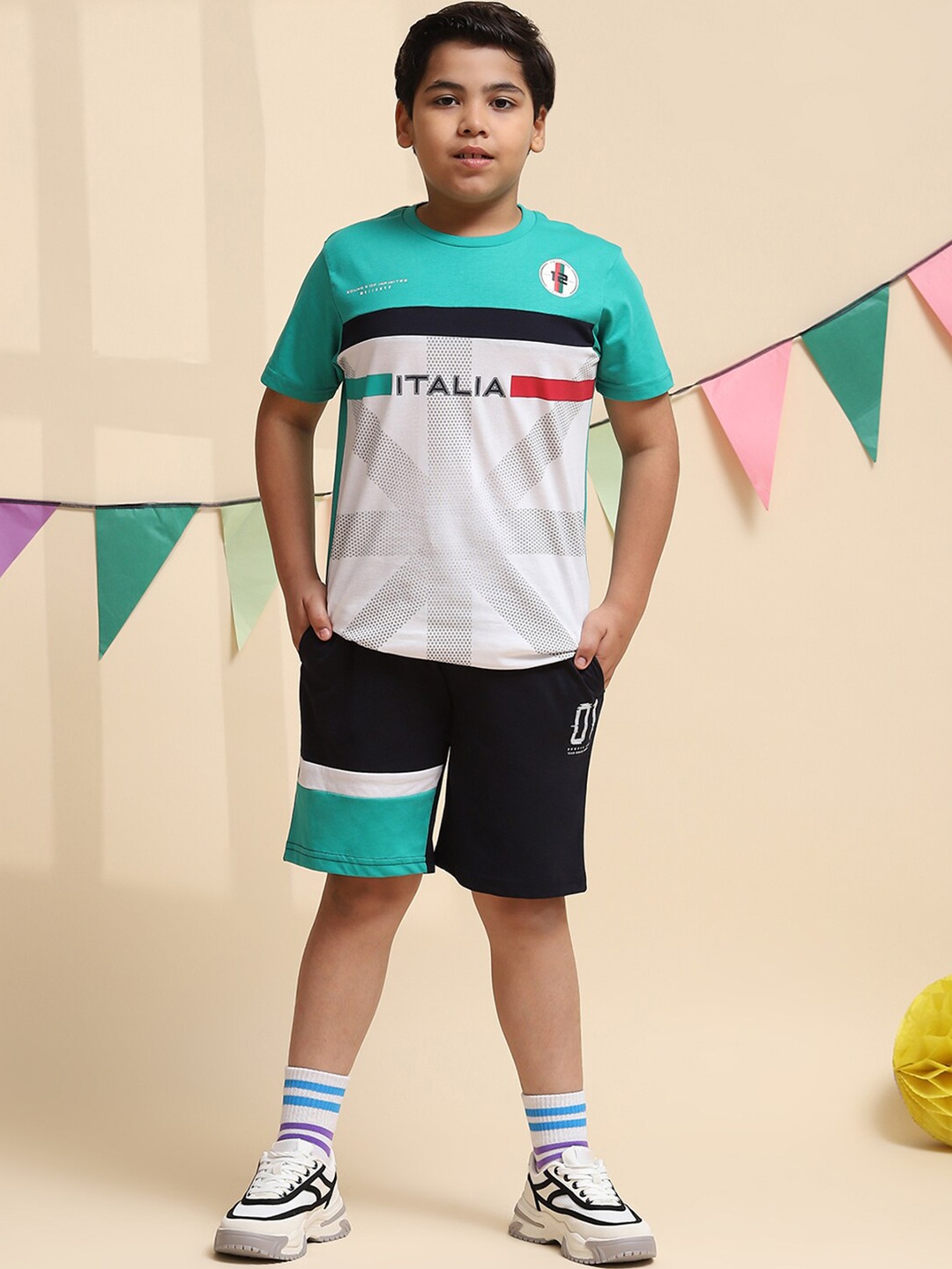 

Monte Carlo Boys Printed T-shirt with Shorts, Turquoise blue