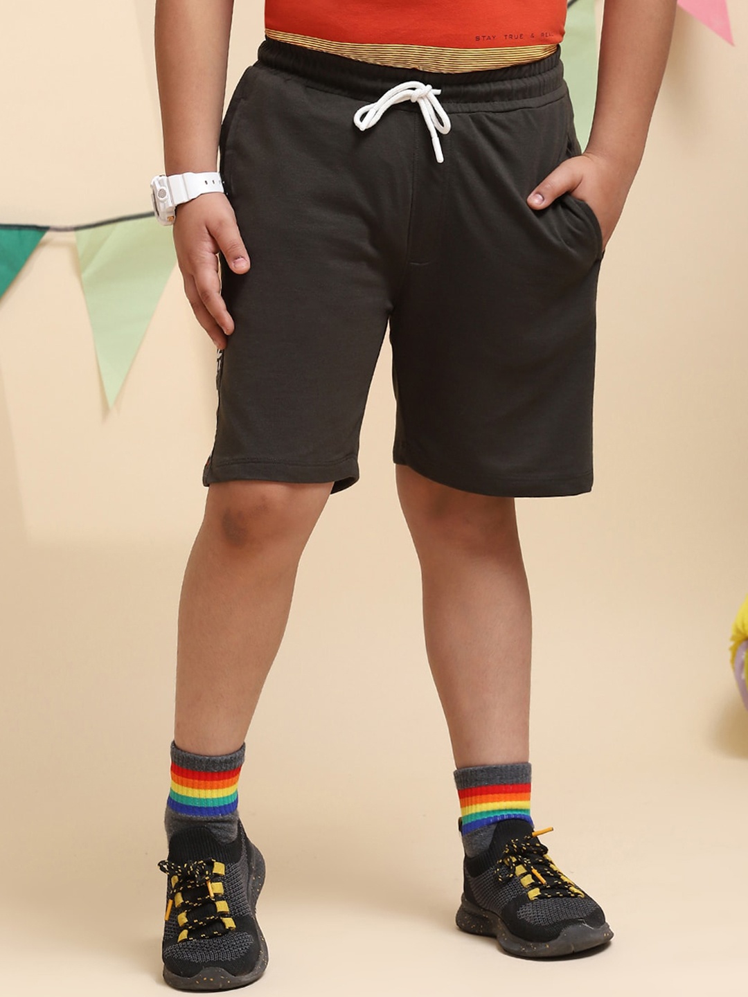 

Monte Carlo Boys Typography Printed Sports Shorts, Black