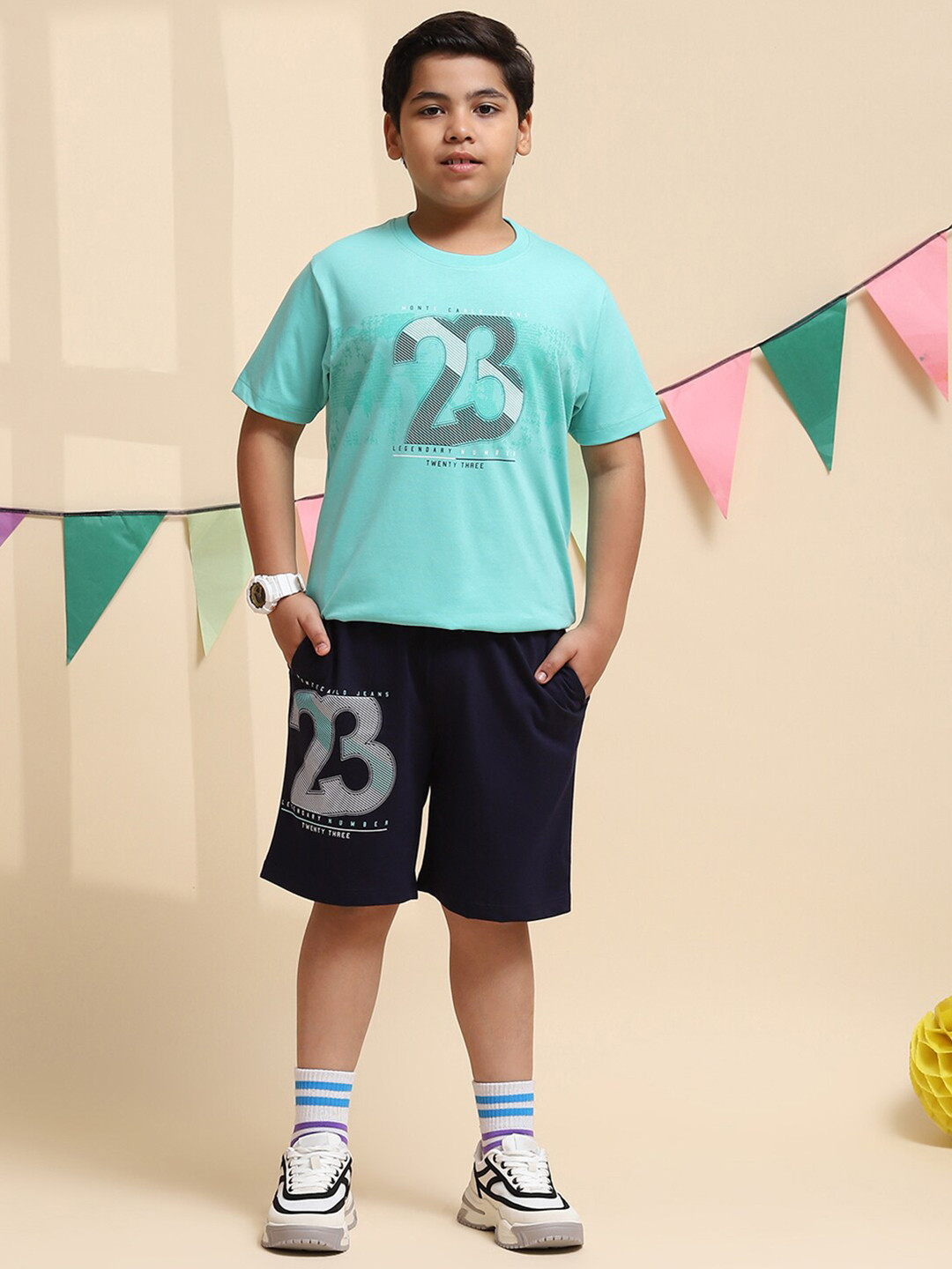 

Monte Carlo Boys Printed T-shirt With Shorts, Sea green