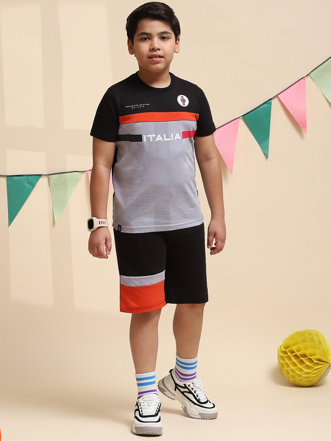 

Monte Carlo Boys Printed T-shirt With Shorts, Black