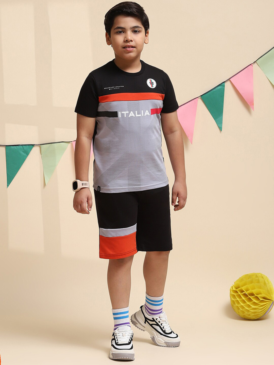 

Monte Carlo Boys Printed T-shirt With Shorts, Black