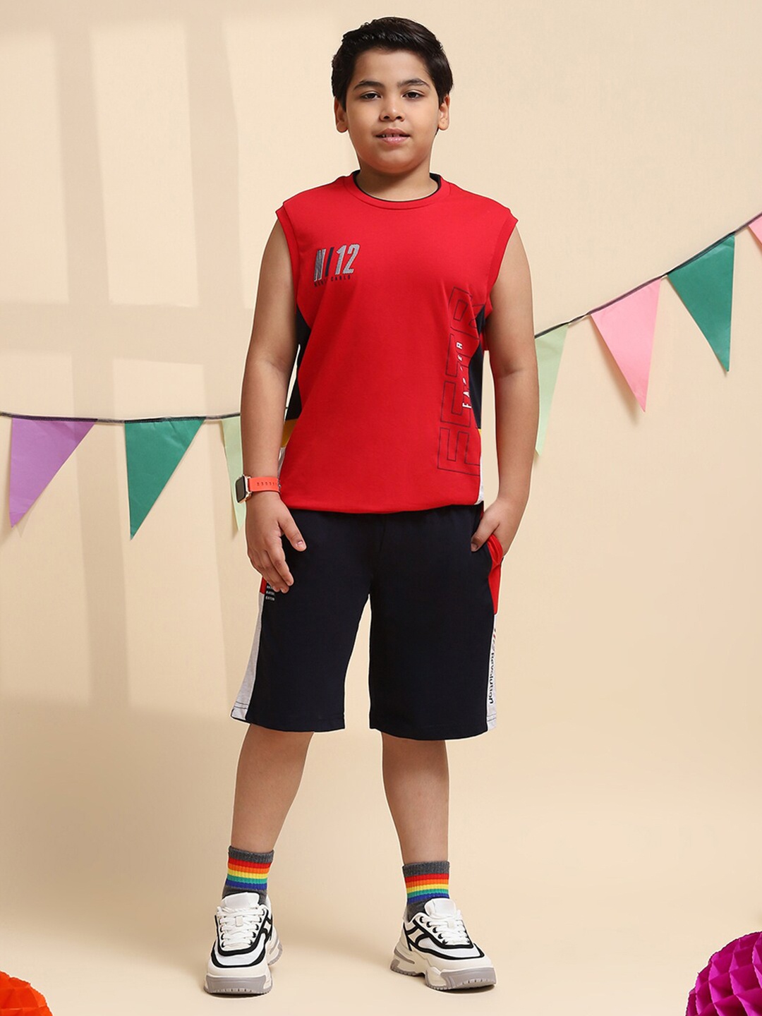 

Monte Carlo Boys Printed T-shirt with Shorts, Red