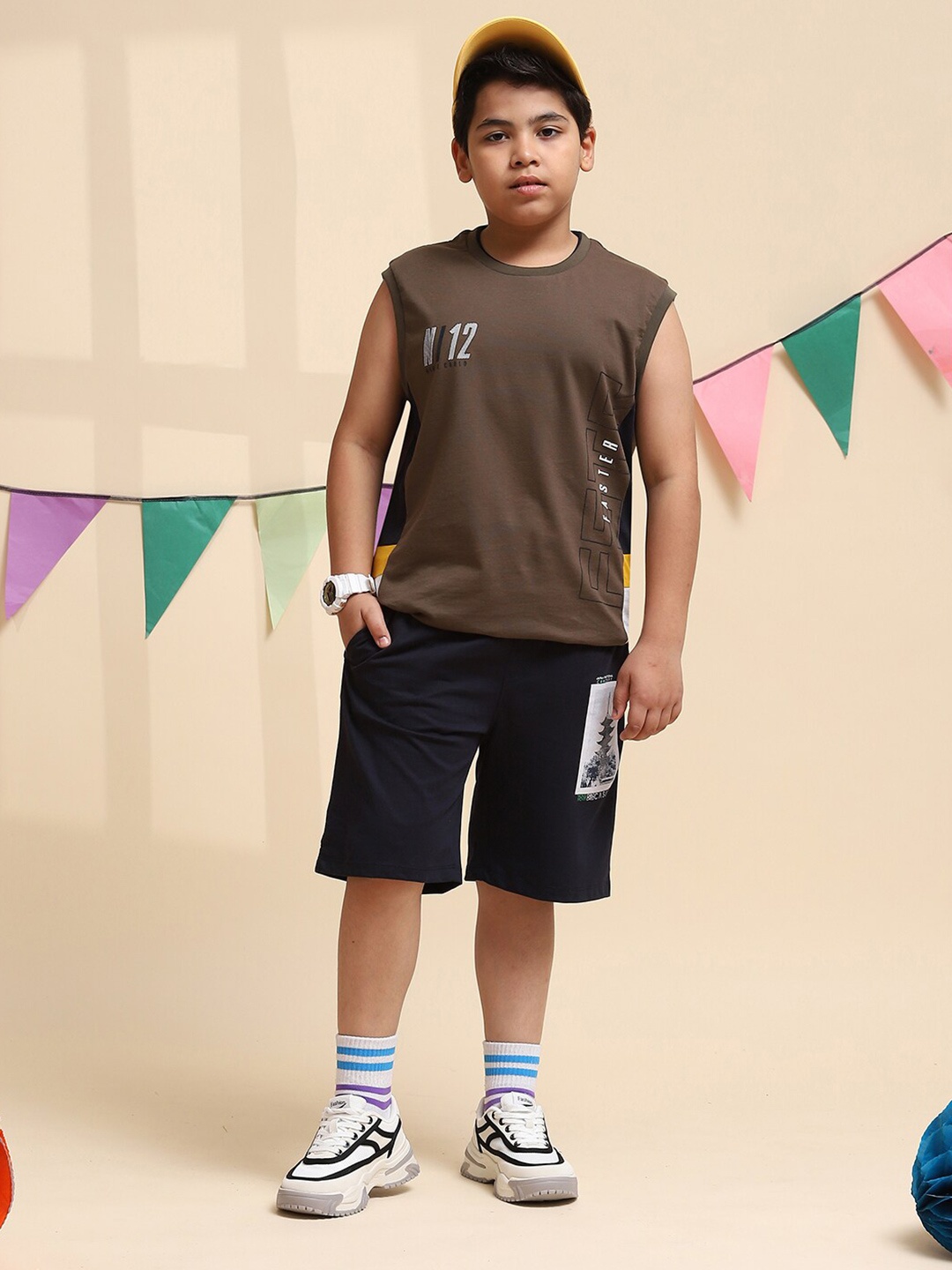 

Monte Carlo Boys Printed T-shirt With Shorts, Olive