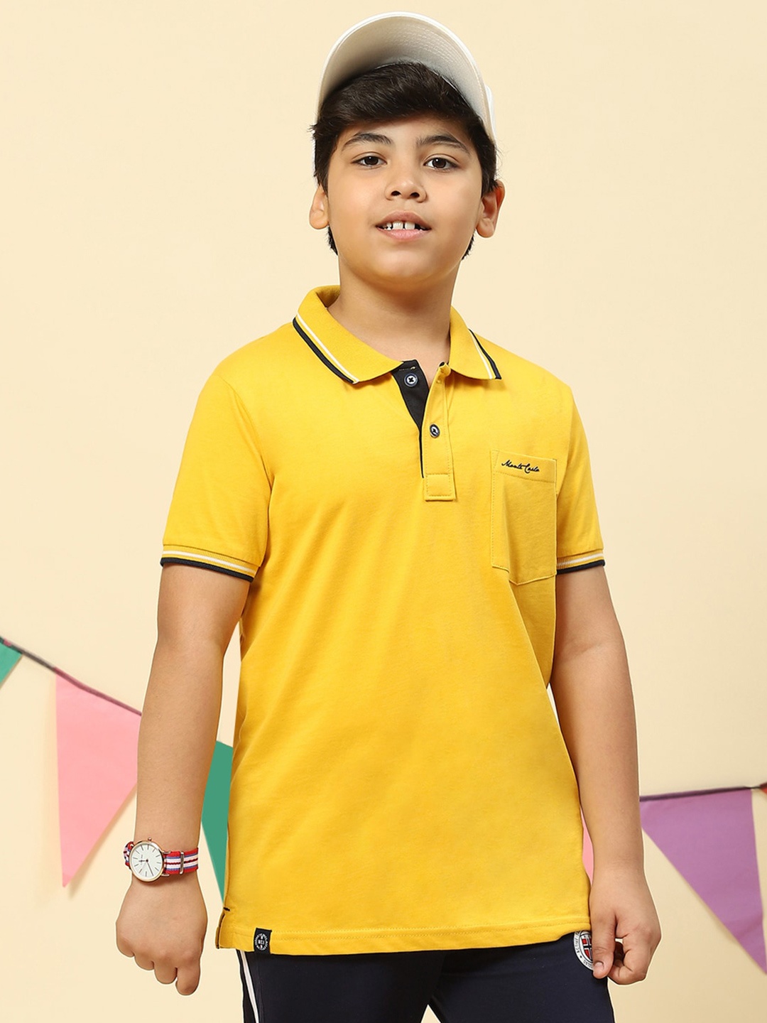 

Monte Carlo Half Sleeve Pure Cotton Polo T-shirt, Mustard