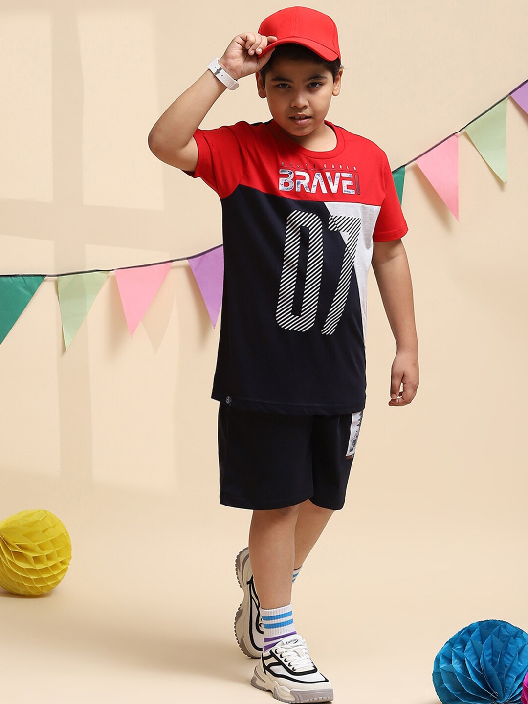 

Monte Carlo Boys Printed T-shirt With Shorts, Red