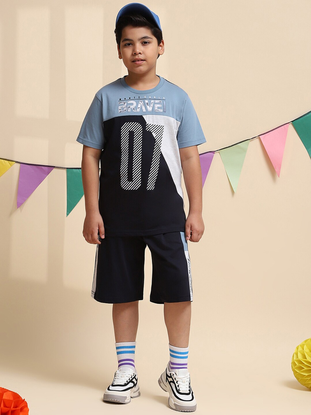 

Monte Carlo Boys Printed T-shirt With Shorts, Blue