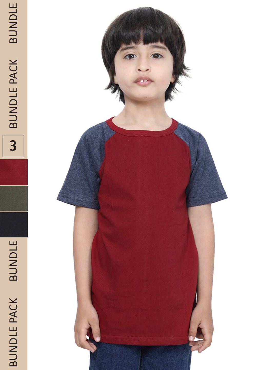 

IndiWeaves Boys Pack Of 3 Pure Cotton T-shirts, Red