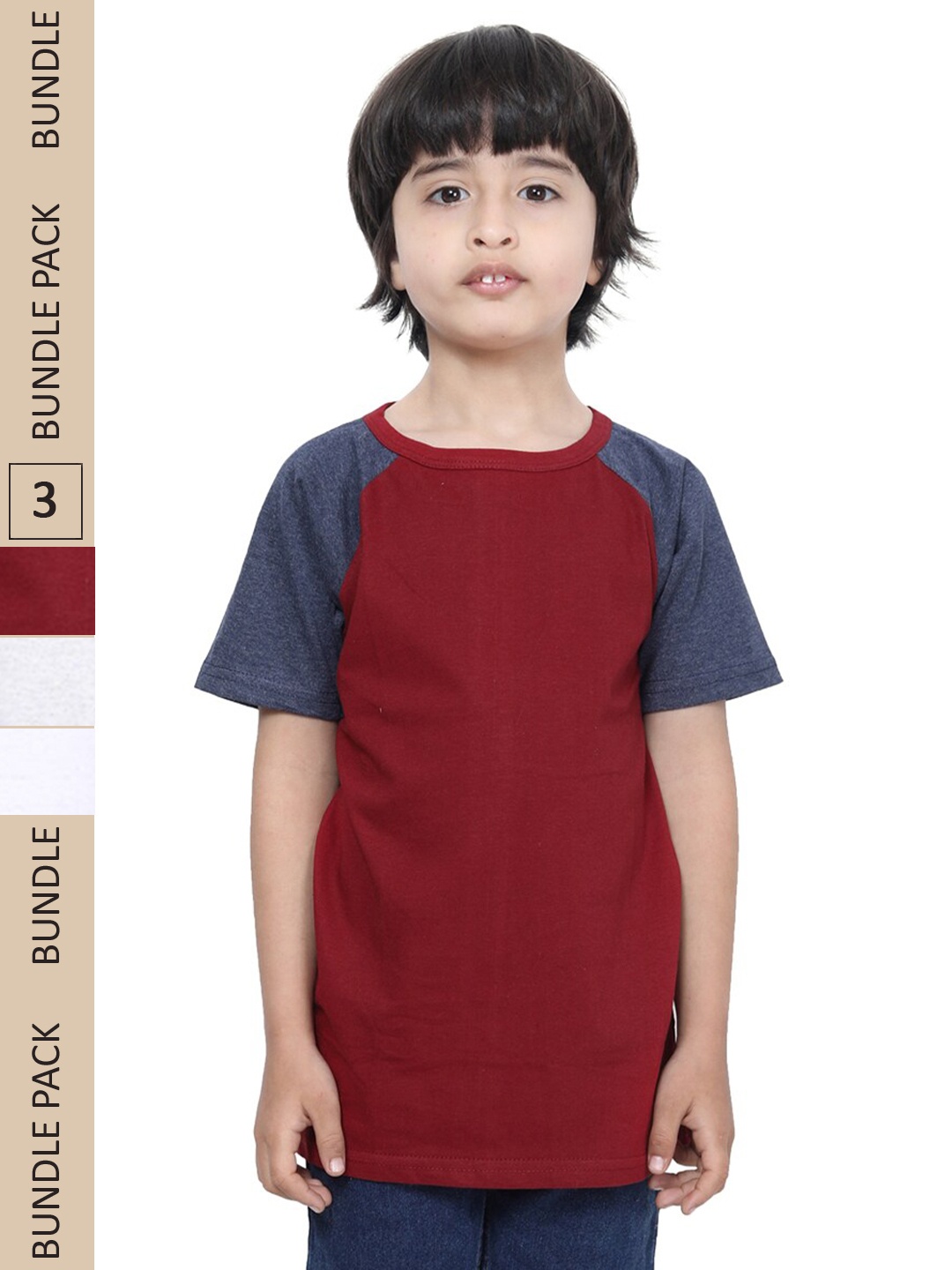 

IndiWeaves Boys Pack Of 3 Pure Cotton T-shirt, Maroon