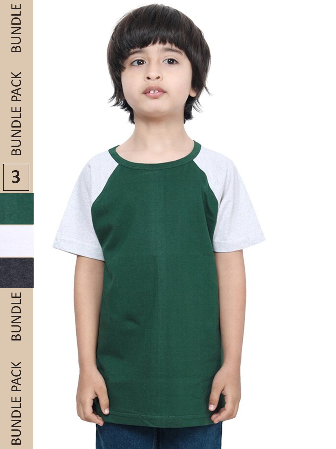 

IndiWeaves Boys Pack Of 3 Pure Cotton T-shirts, Green