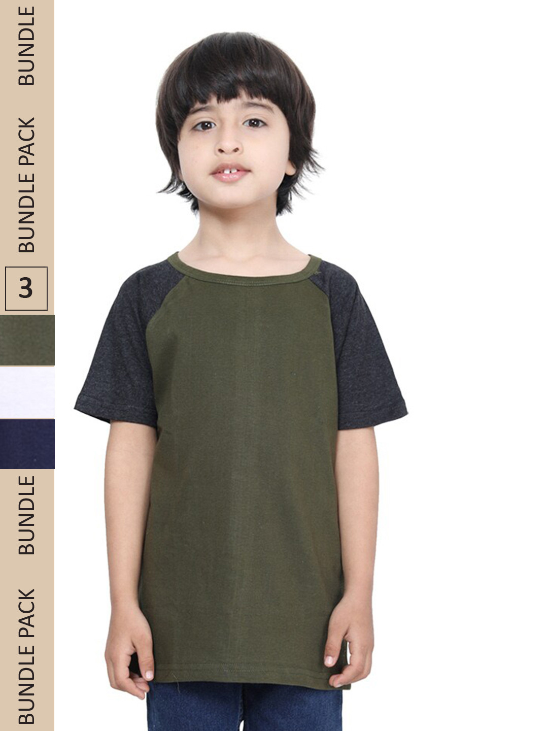 

IndiWeaves Boys Pack Of 3 Pure Cotton T-shirt, Green