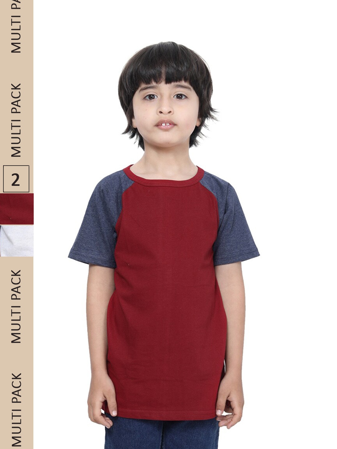 

IndiWeaves Boys Pack Of 2 Pure Cotton T-shirt, Maroon