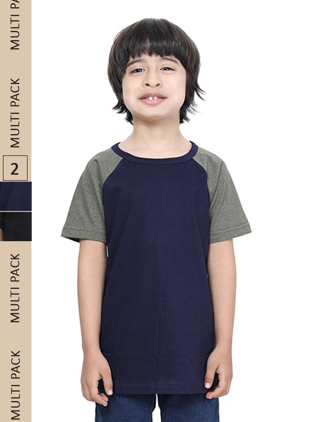 

IndiWeaves Boys Pack Of 2 Pure Cotton T-shirts, Navy blue