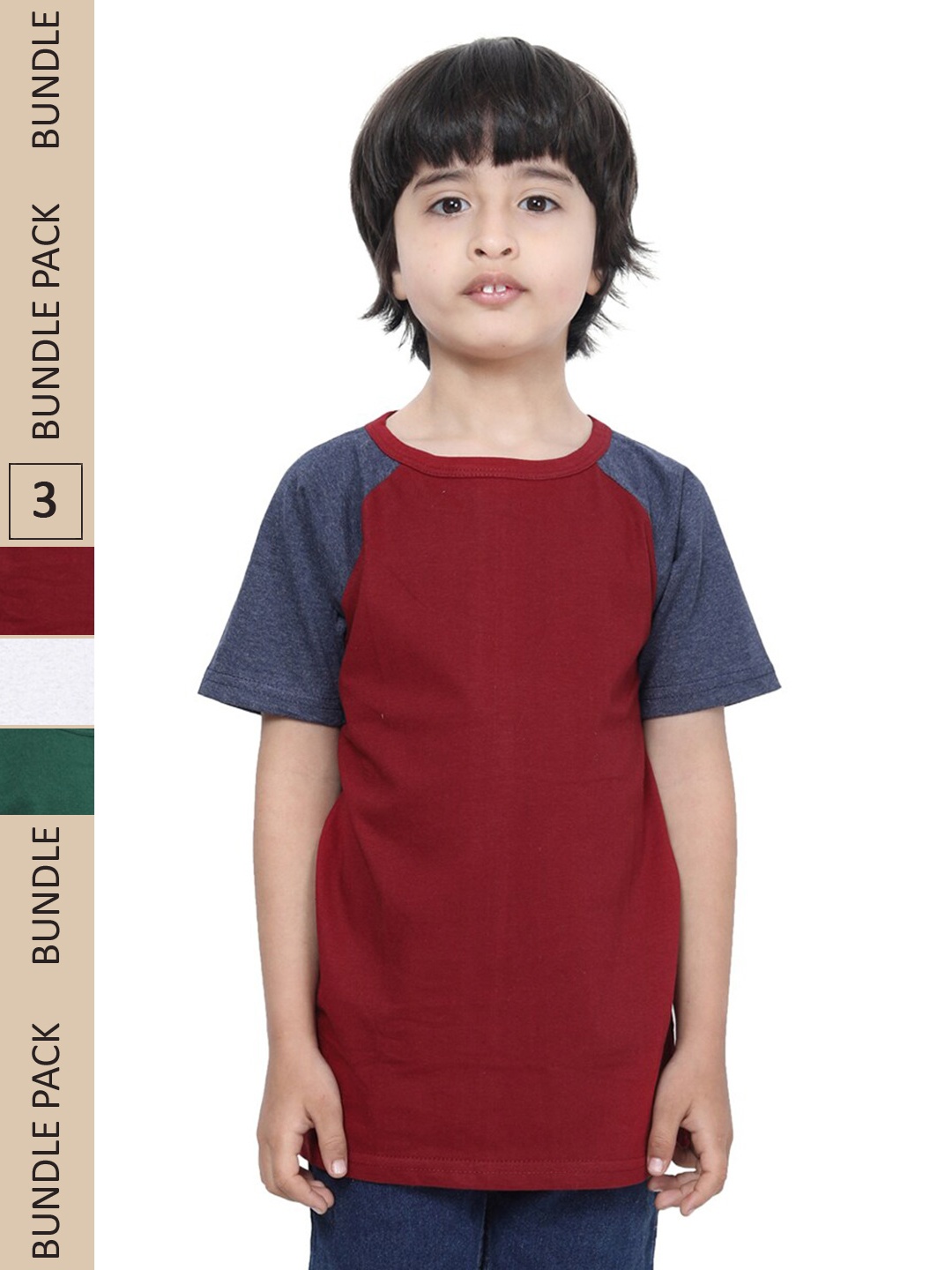 

IndiWeaves Boys Pack Of 3 Pure Cotton T-shirts, Red