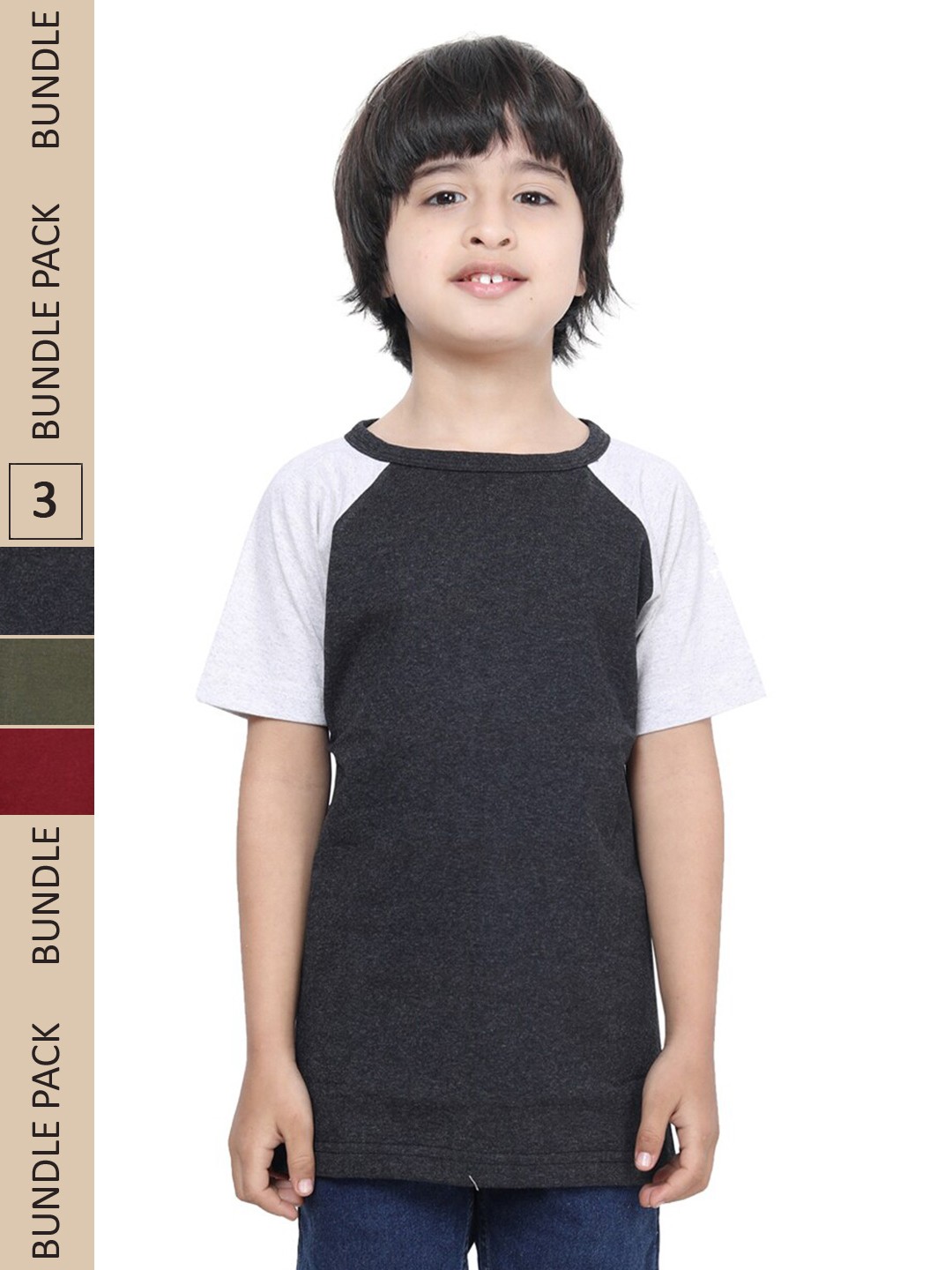 

IndiWeaves Boys Pack Of 3 Pure Cotton T-shirts, Navy blue