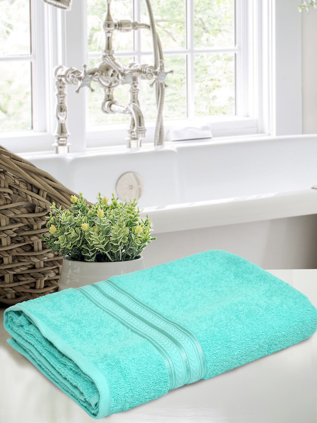 

Home Fresh Home Essentials Green Self Design 400 GSM Pure Cotton Bath Towel