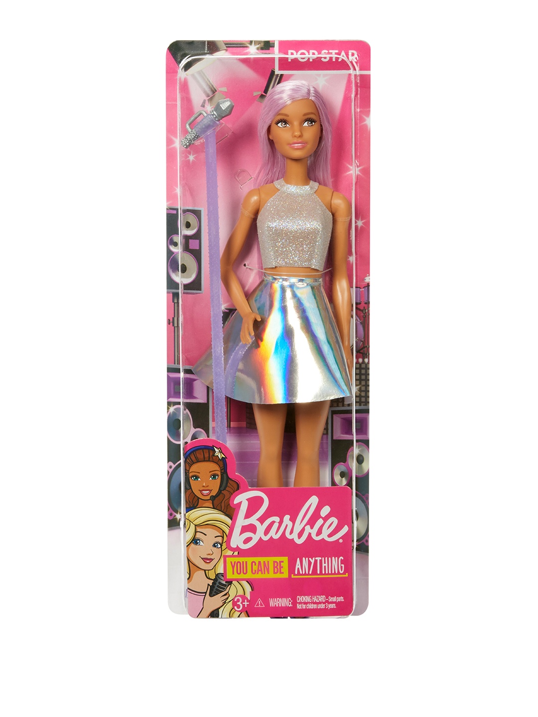 

Barbie Pink Hair Pop Star Doll in Iridescent Skirt with Microphone, Multi