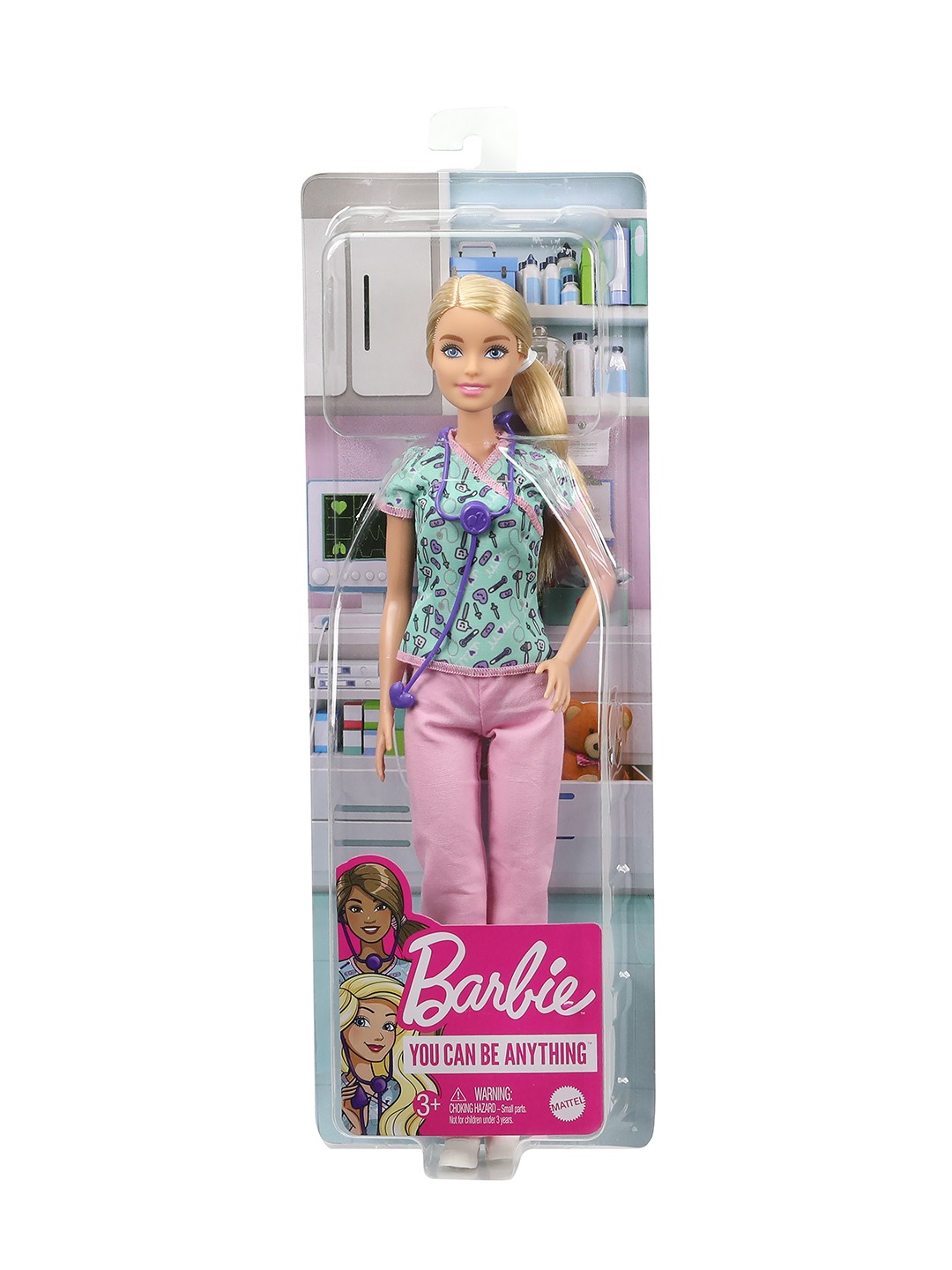 

Barbie Nurse Blonde Doll with Scrubs & Medical Tool, Multi