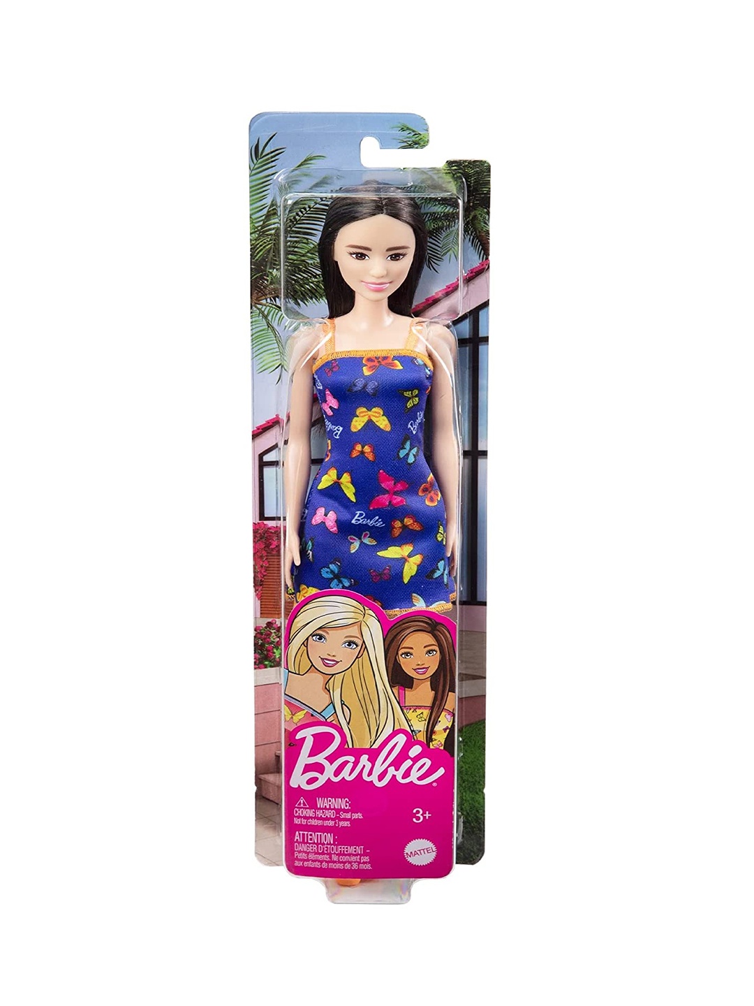 

Barbie Brunette Doll with Butterfly Print Dress & Strappy Heels, Multi