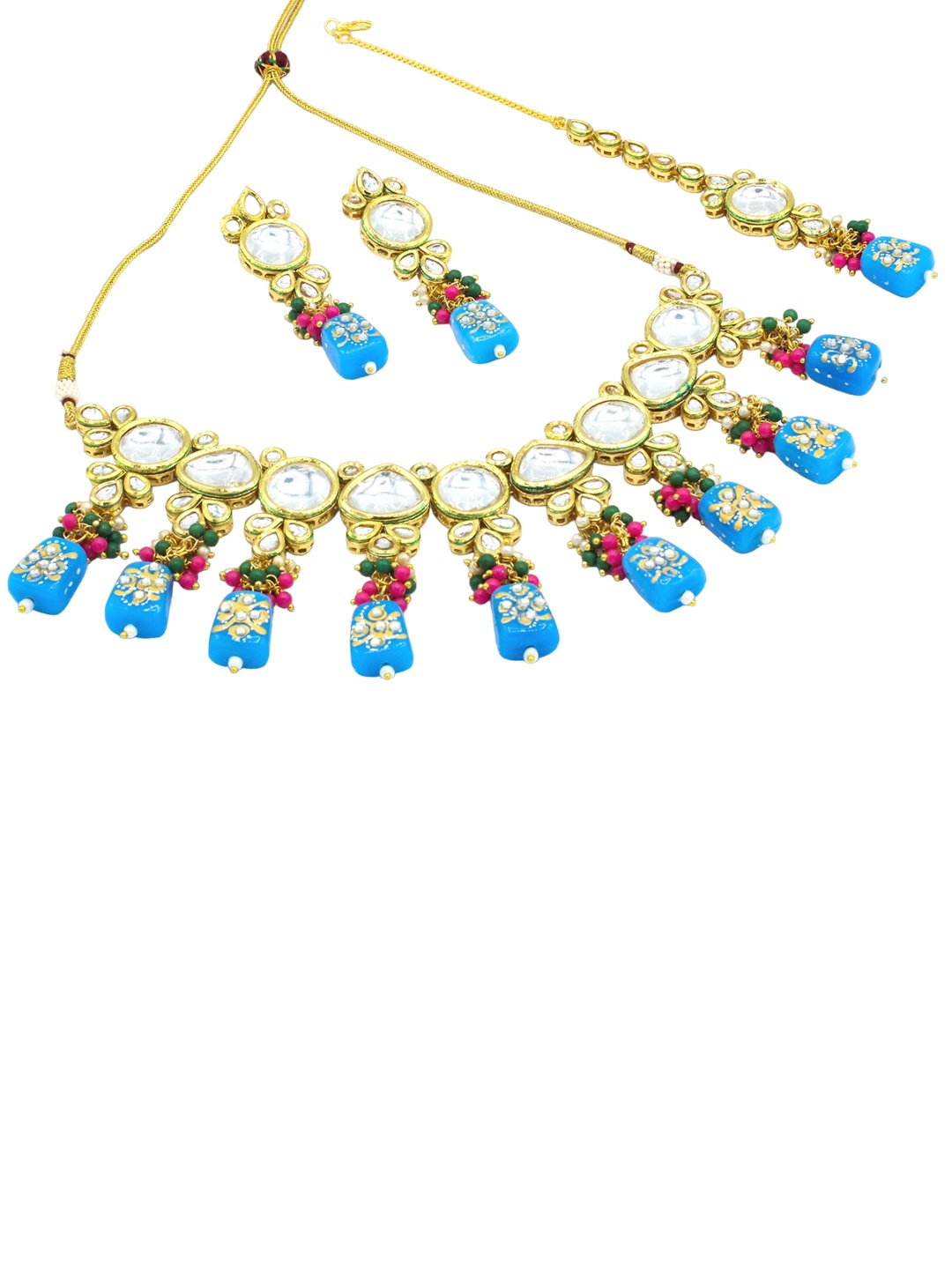 

AASHISH IMITATION Gold-Plated Kundan-Studded & Pearl Beaded Jewellery Set