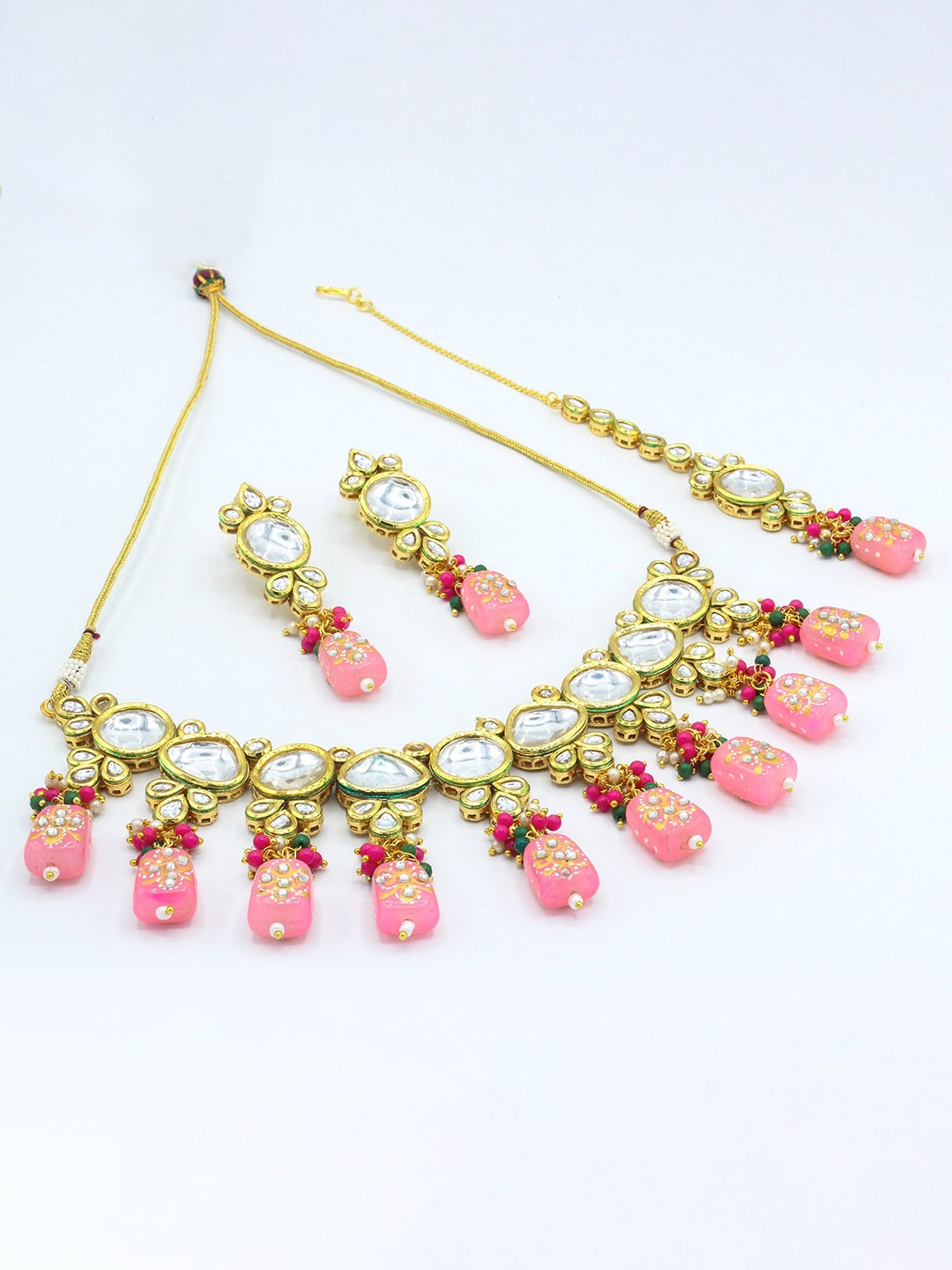 

AASHISH IMITATION Gold-Plated Kundan-Studded & Artificial Beads Beaded Jewellery Set