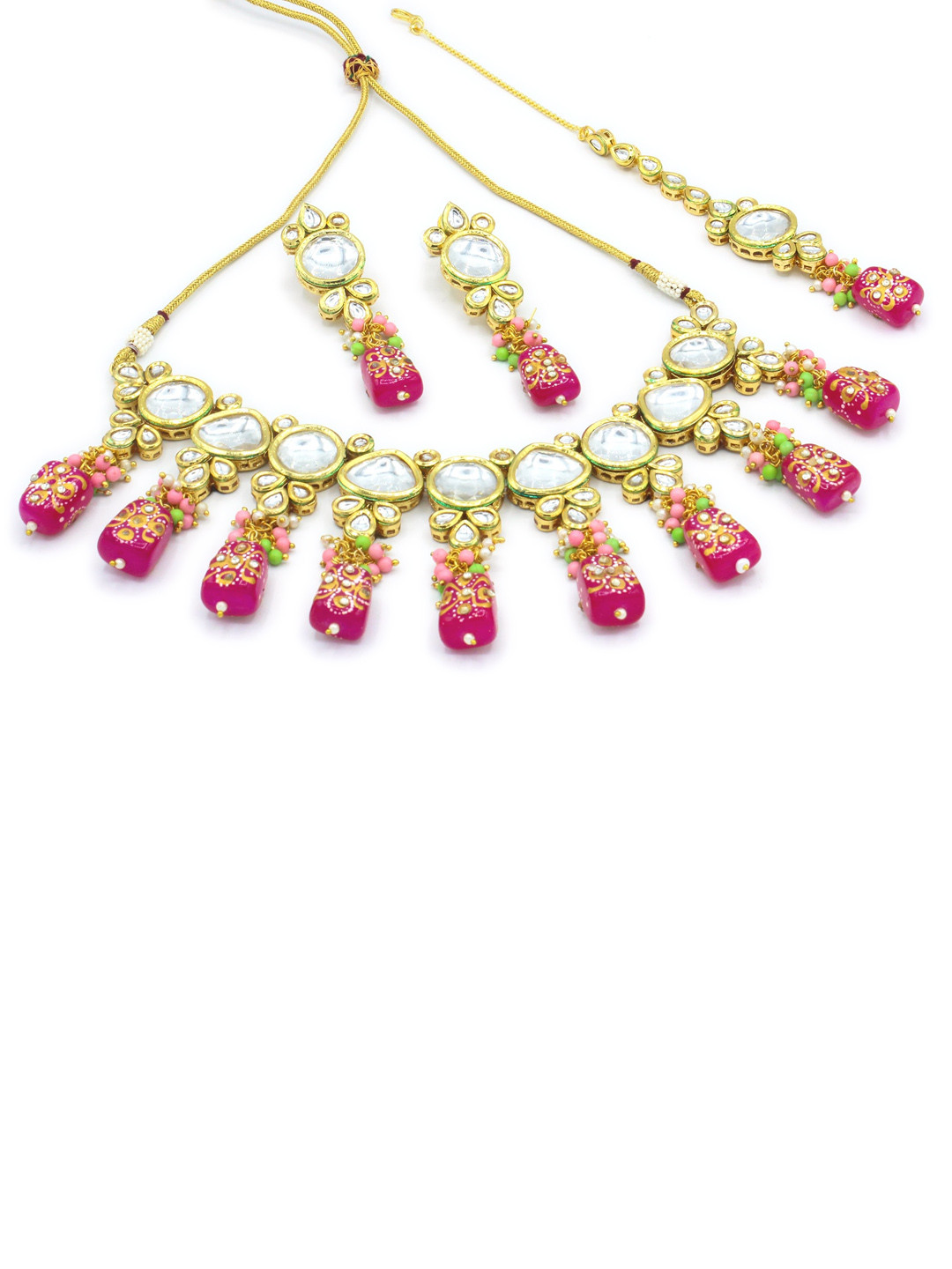 

AASHISH IMITATION Gold-Plated Kundan-Studded & Pearl Beaded Jewellery Set
