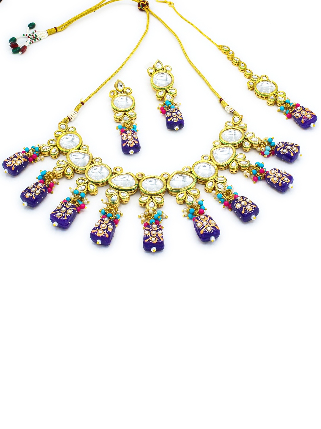 

AASHISH IMITATION Gold-Plated Kundan-Studded & Pearl Beaded Jewellery Set