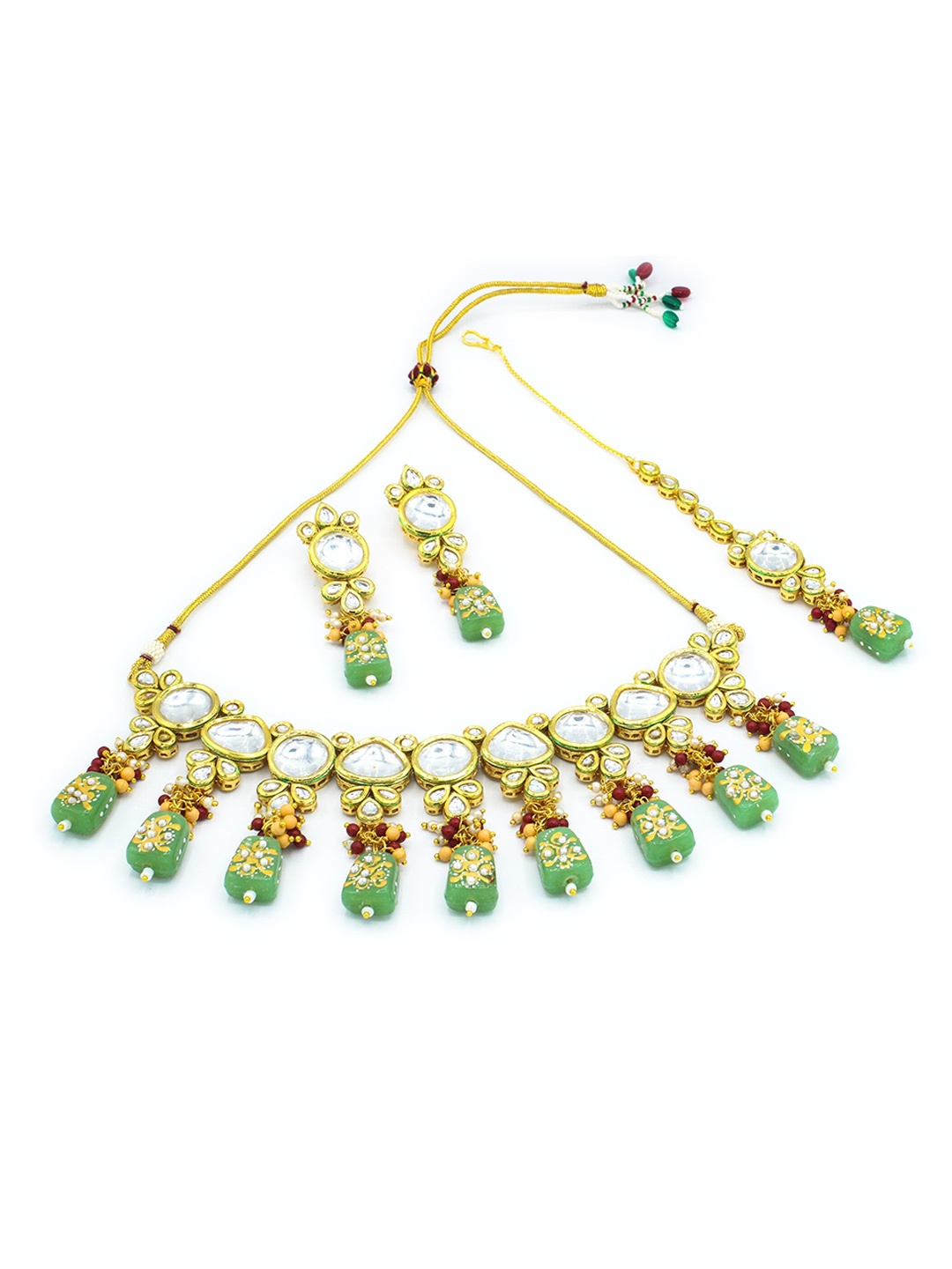

AASHISH IMITATION Gold-Plated Kundan-Studded & Pearl Beaded Jewellery Set
