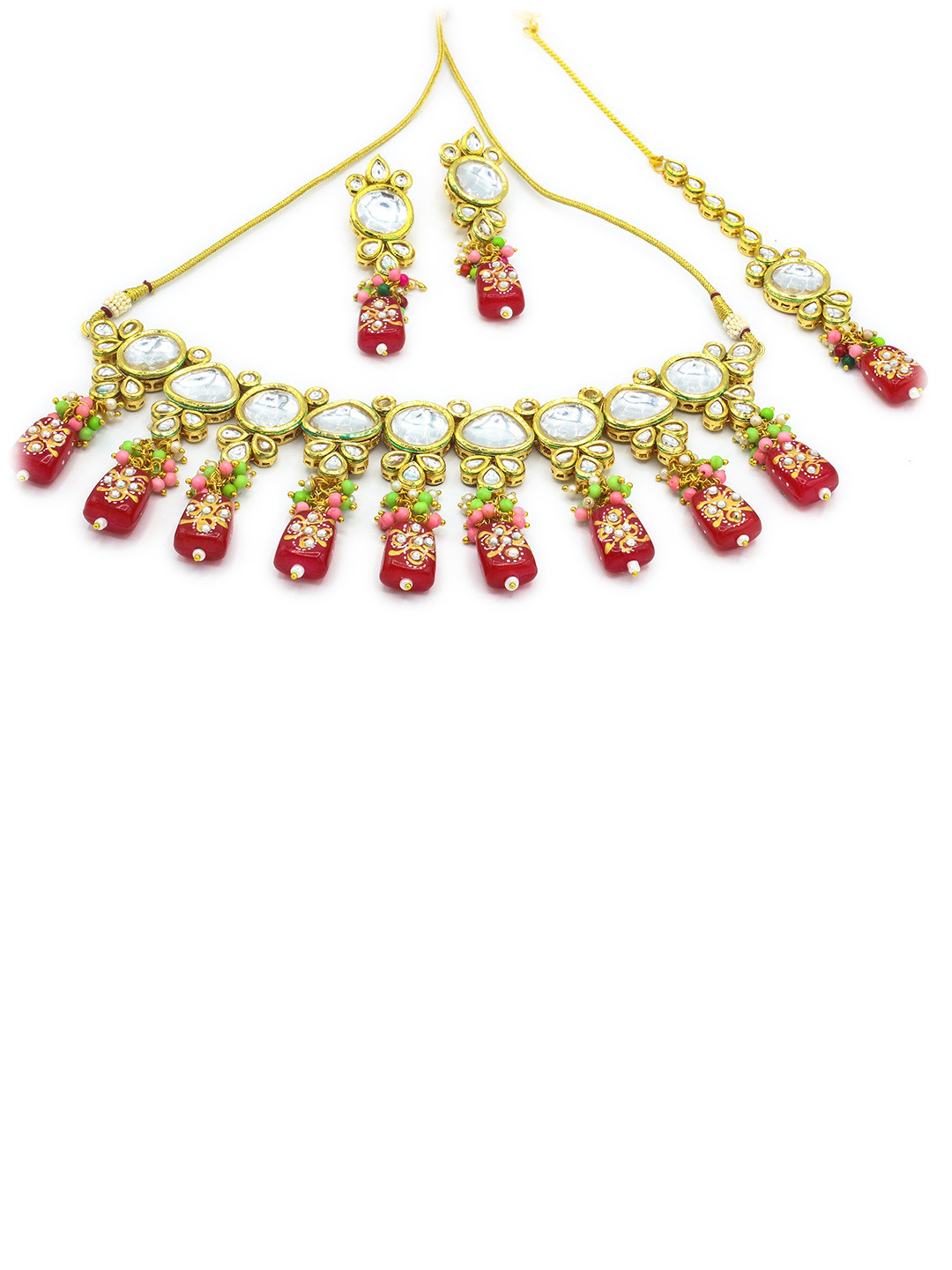 

AASHISH IMITATION Gold-Plated Kundan-Studded & Pearl Beaded Jewellery Set