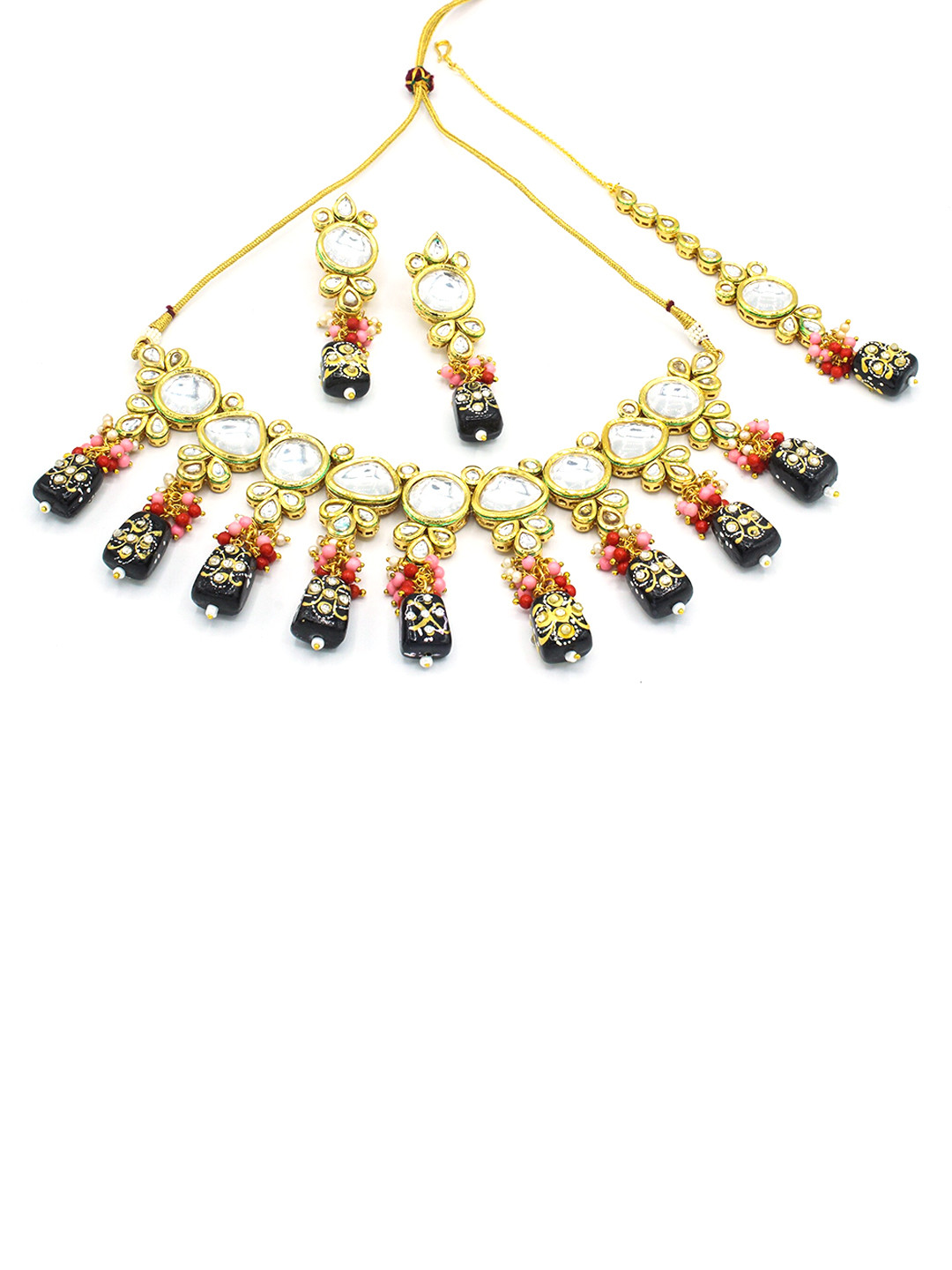 

AASHISH IMITATION Gold-Plated Kundan-Studded & Pearl Beaded Jewellery Set