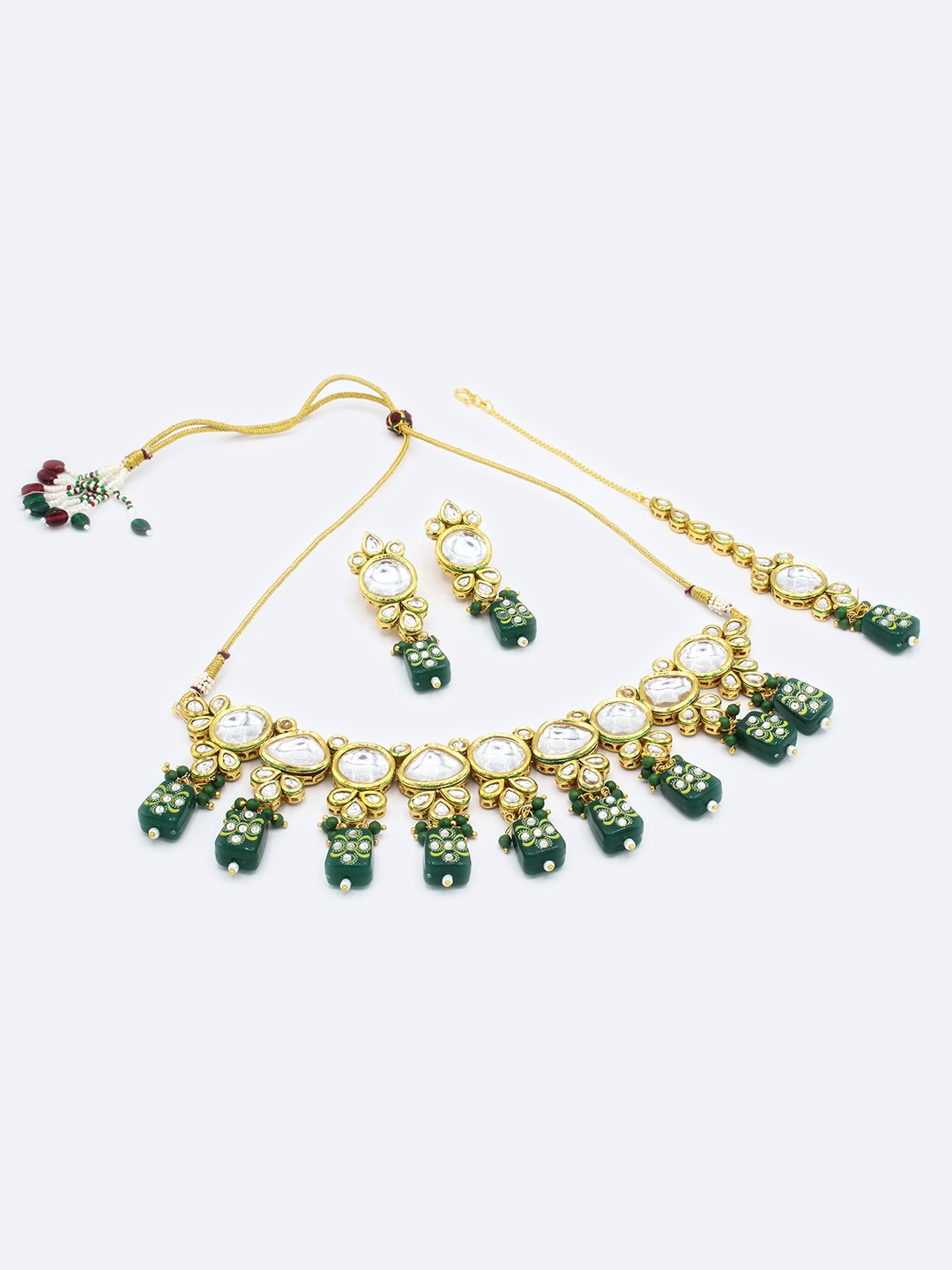 

AASHISH IMITATION Gold-Plated Kundan-Studded & Pearl Beaded Jewellery Set