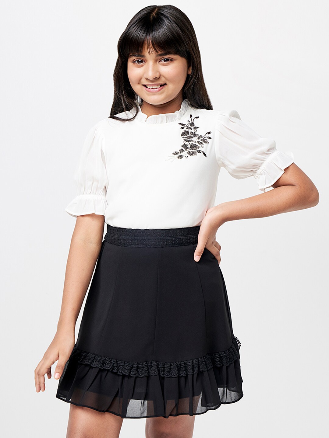

AND Girls Embellished Clothing Set, White