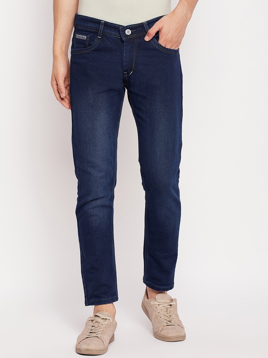 

FirstKrush Men Mid-Rise Clean Look Light Fade Jeans, Navy blue